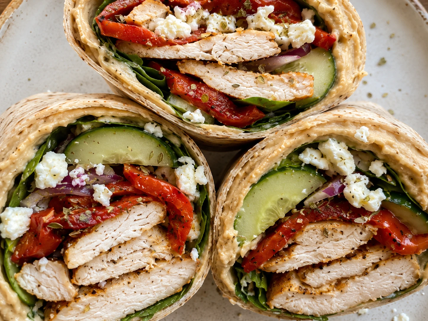 Chicken Hummus Veggie Wrap aerial view