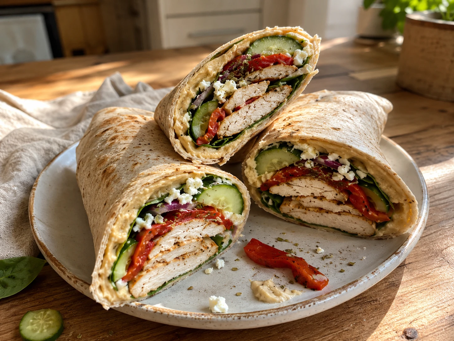 Chicken Hummus Veggie Wrap