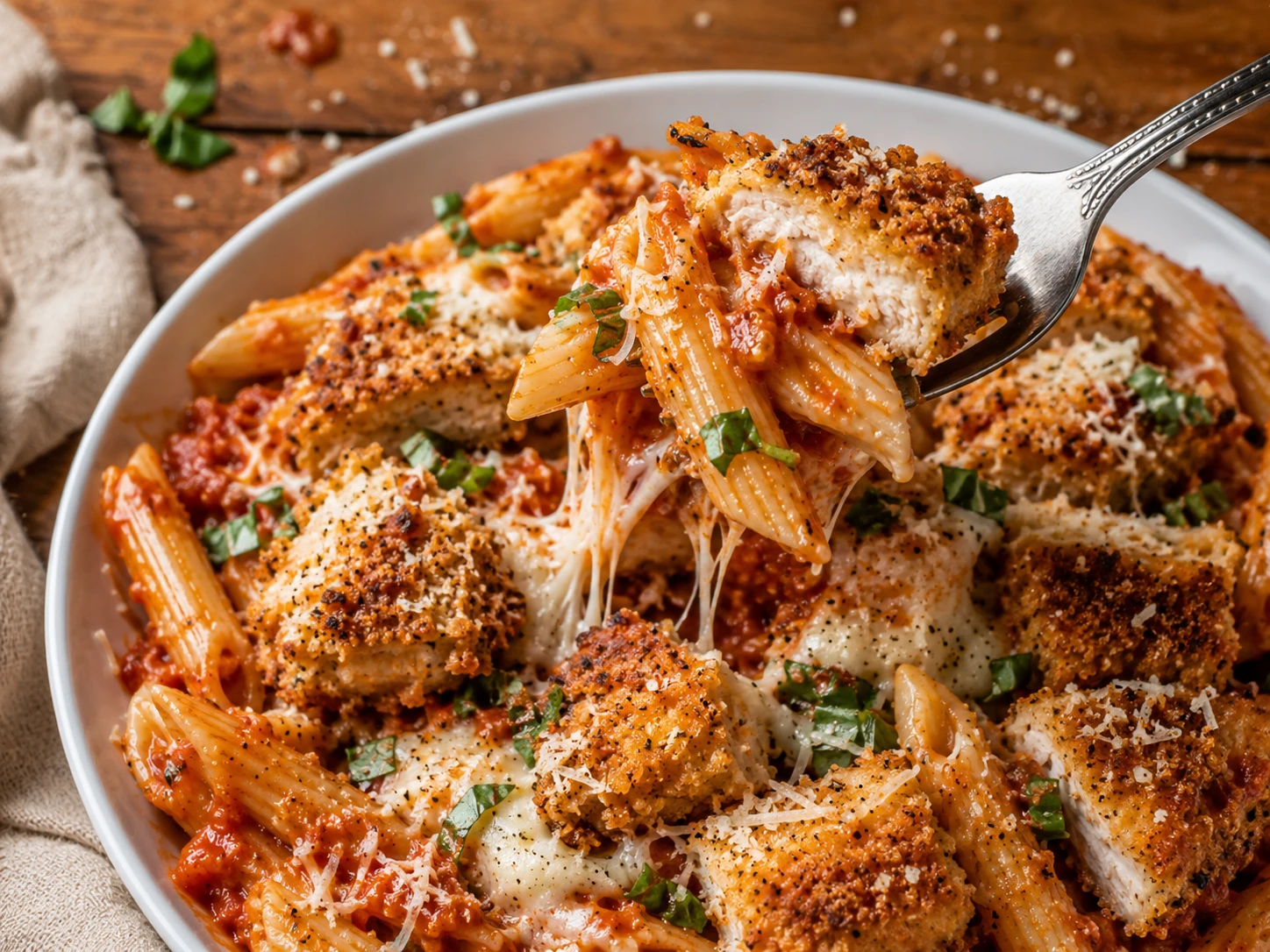 Chicken Parmesan Protein Pasta close up