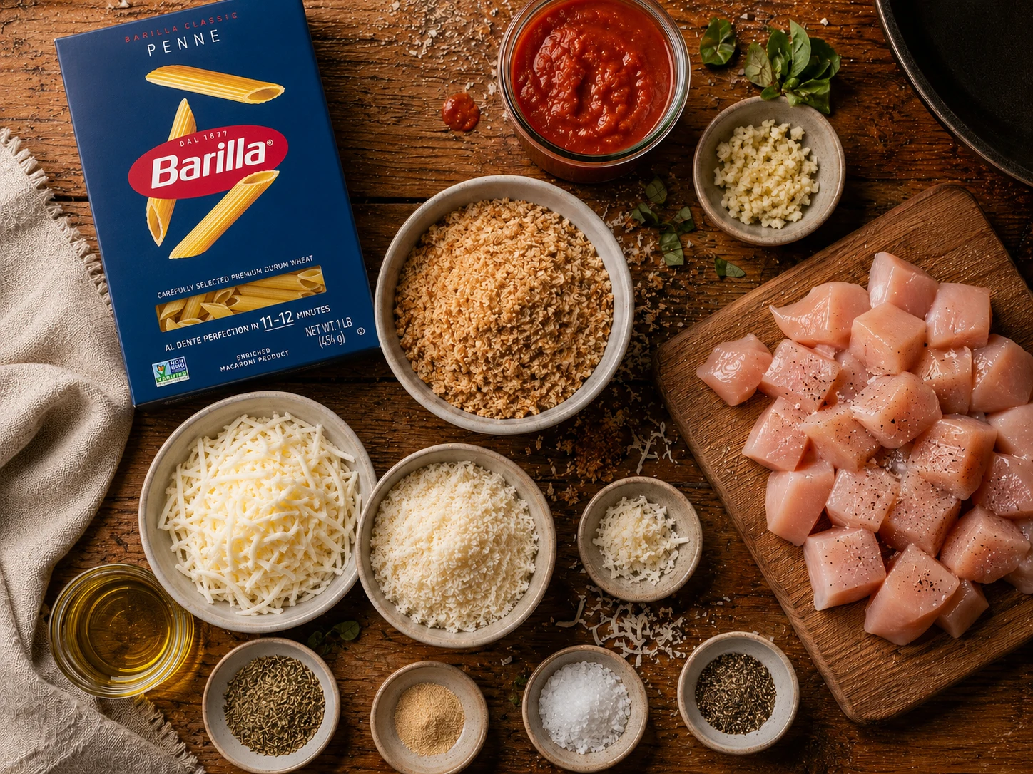 Chicken Parmesan Protein Pasta preparation