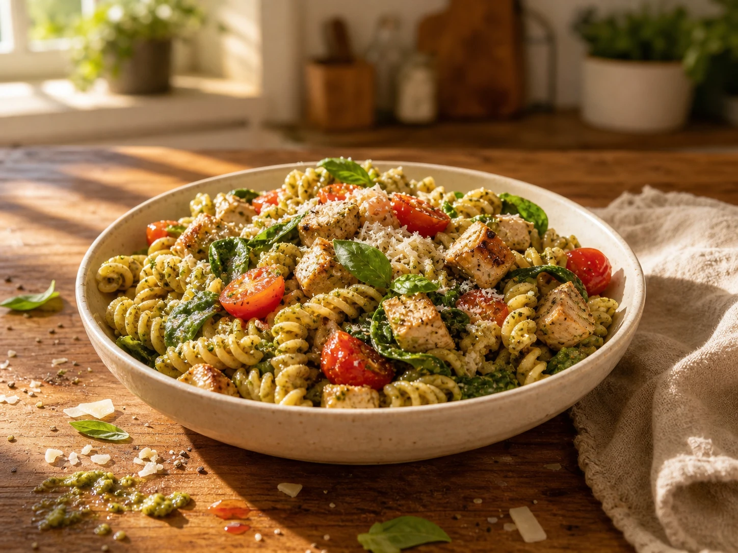 Chicken Pesto Protein Pasta aerial view