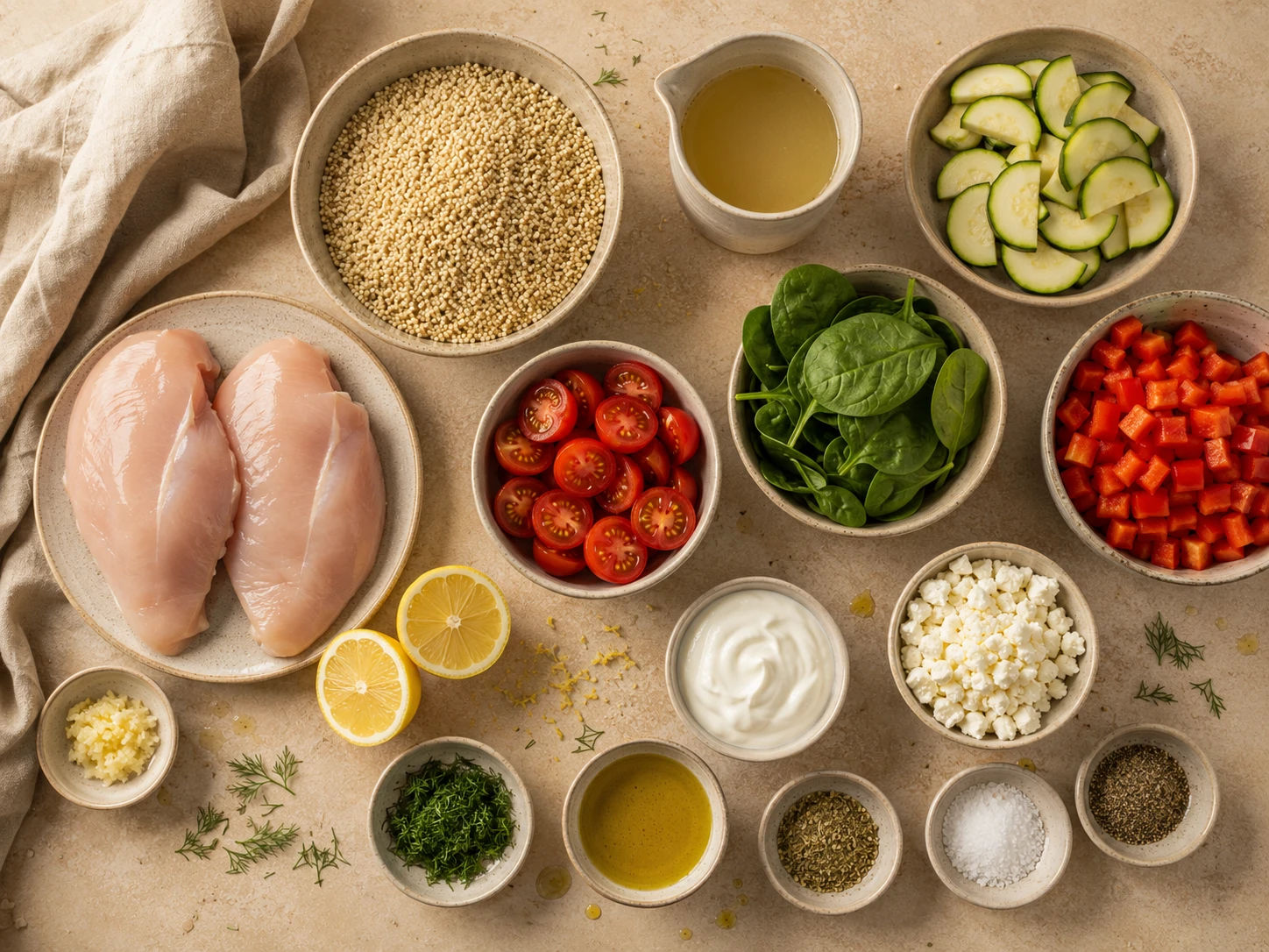 Chicken Quinoa Bowl preparation