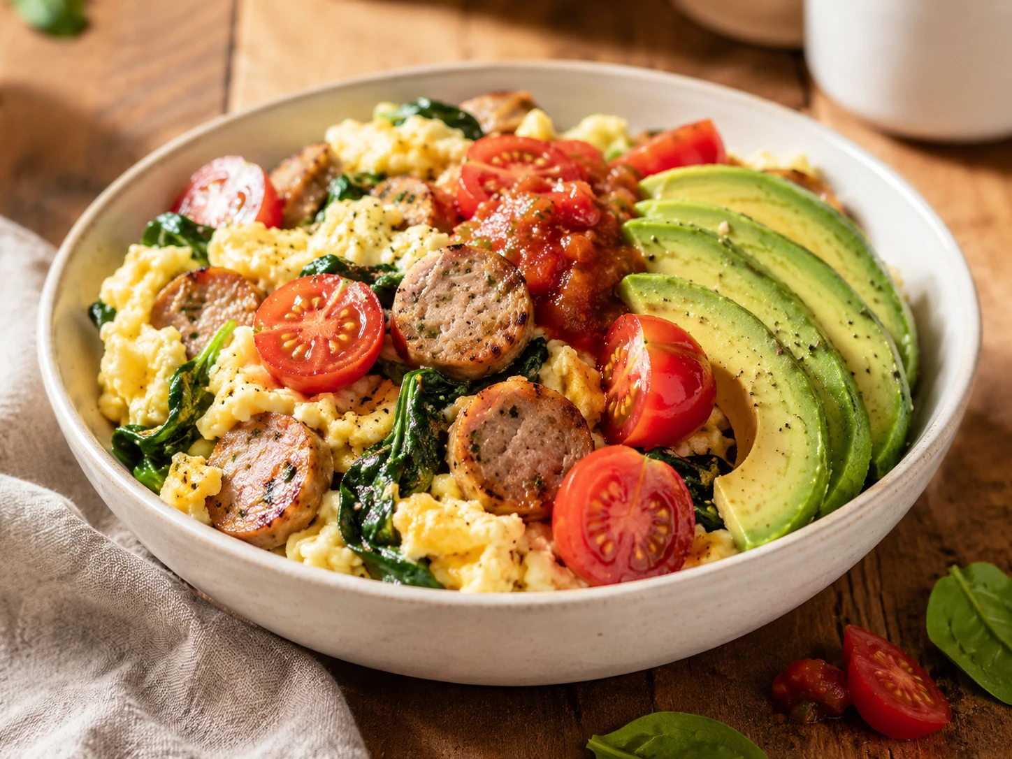 Chicken Sausage Egg Scramble Bowl