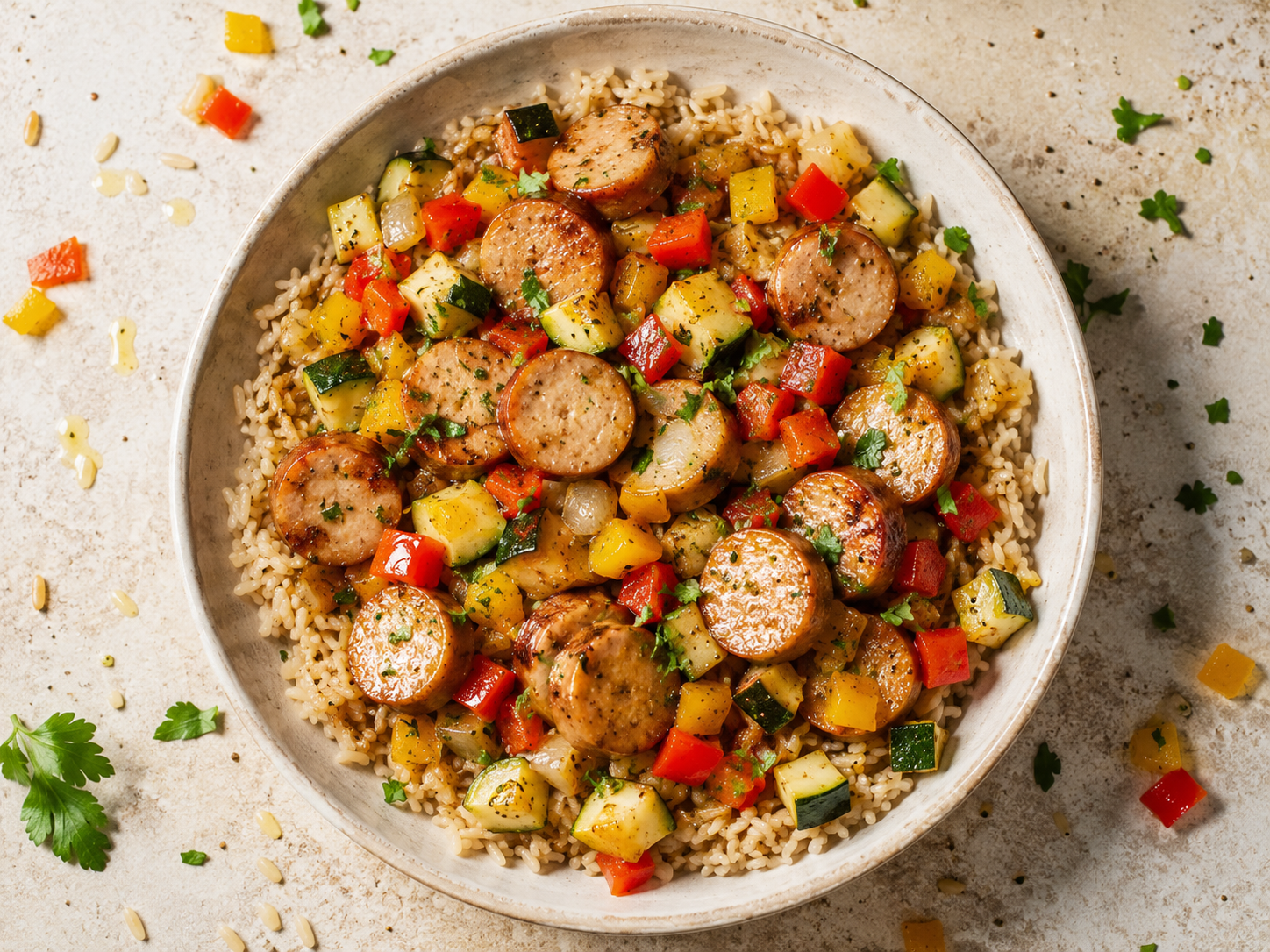 Chicken Sausage Veggie Rice Bowls