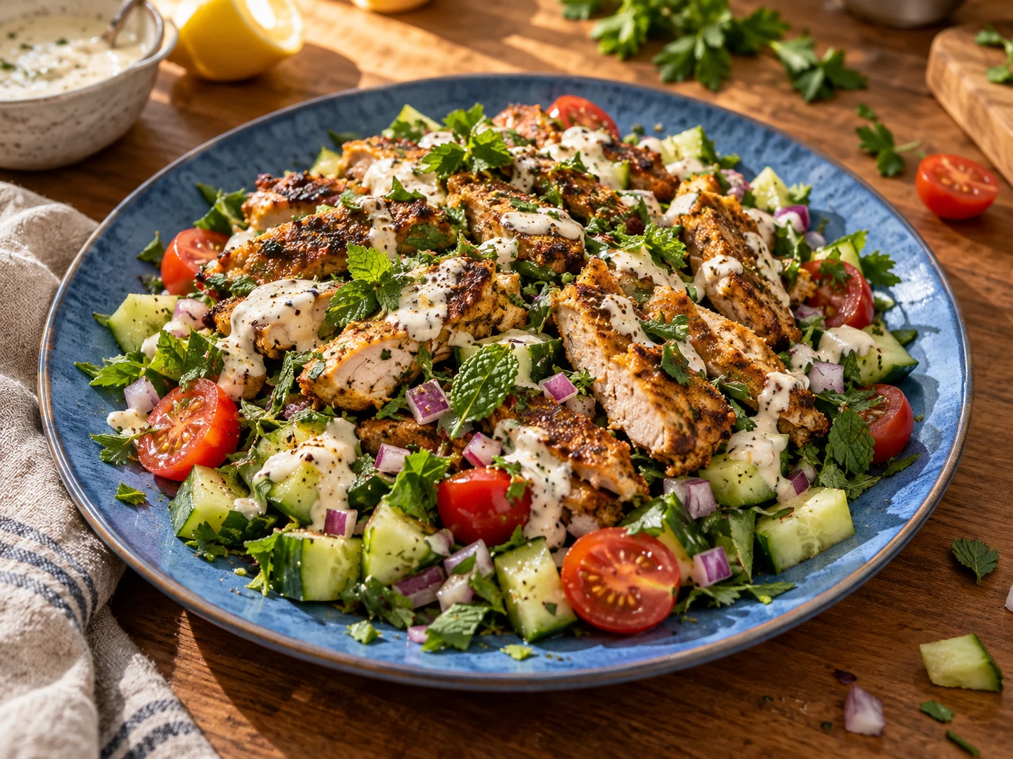 Chicken Shawarma Cucumber Salad