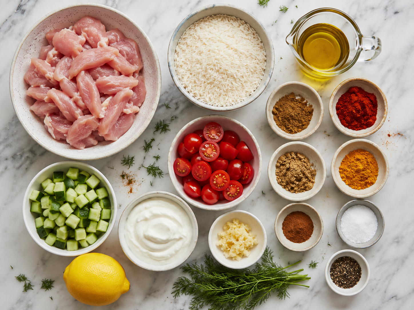 Chicken Shawarma Meal Prep Bowls preparation