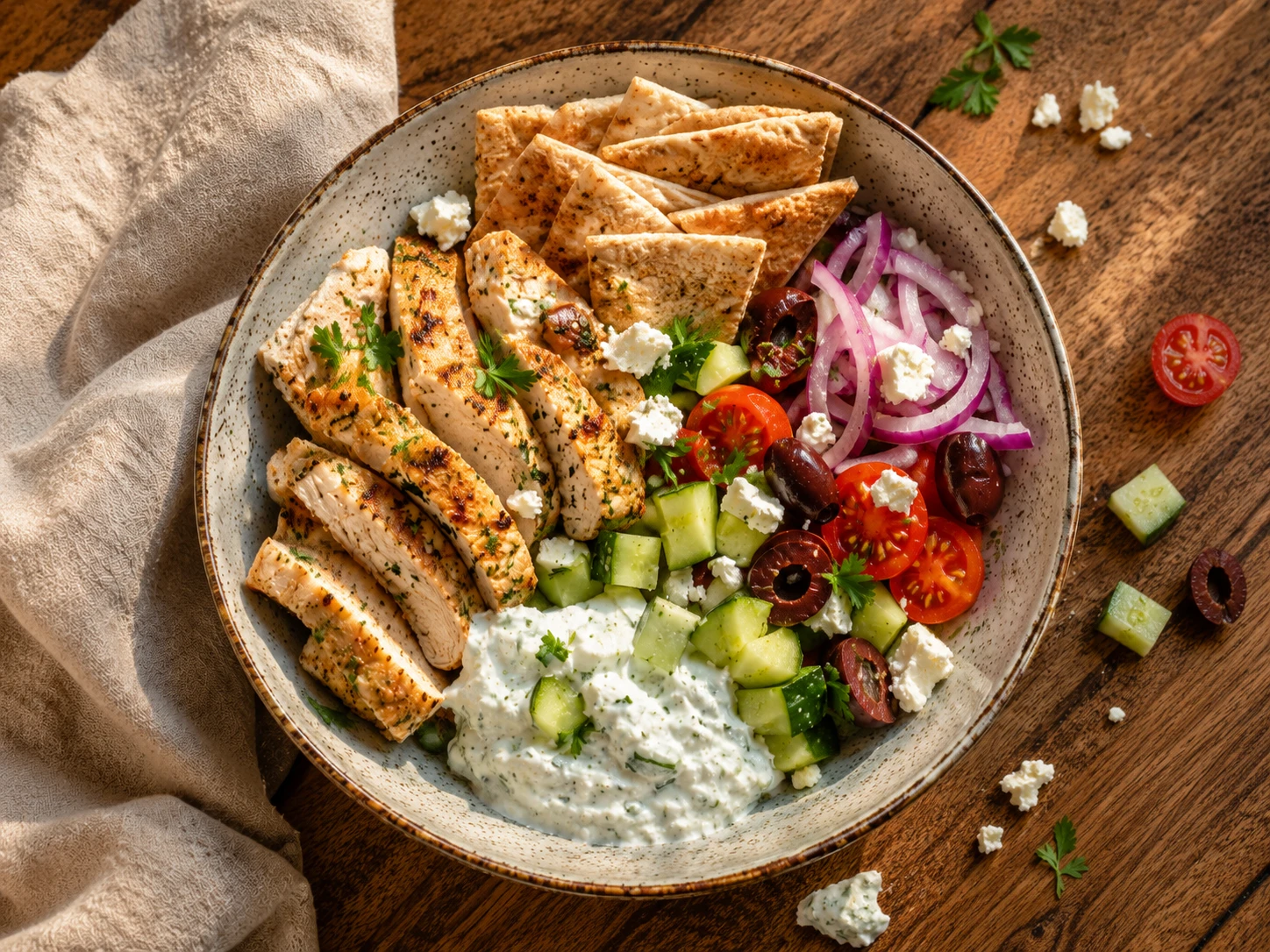 Chicken Tzatziki Pita Bowl