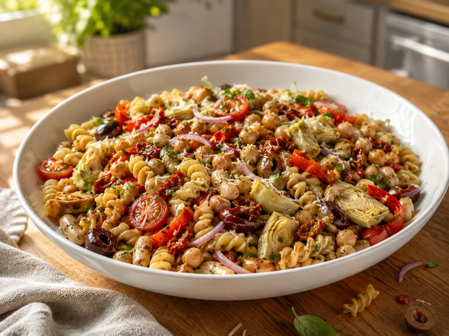 Chickpea Pasta and Cannellini Bean Salad
