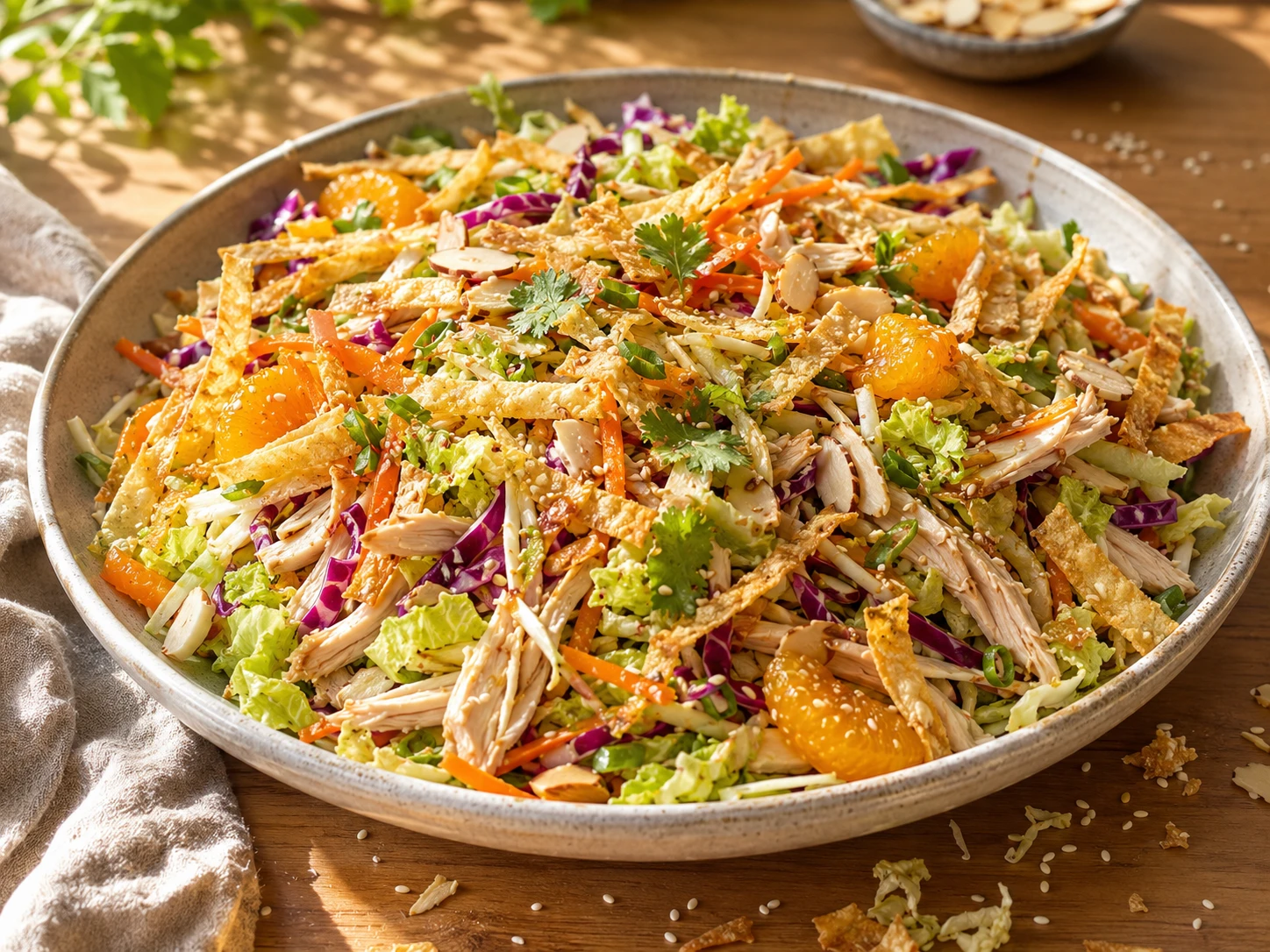 Chinese Chicken Salad with Crispy Wontons