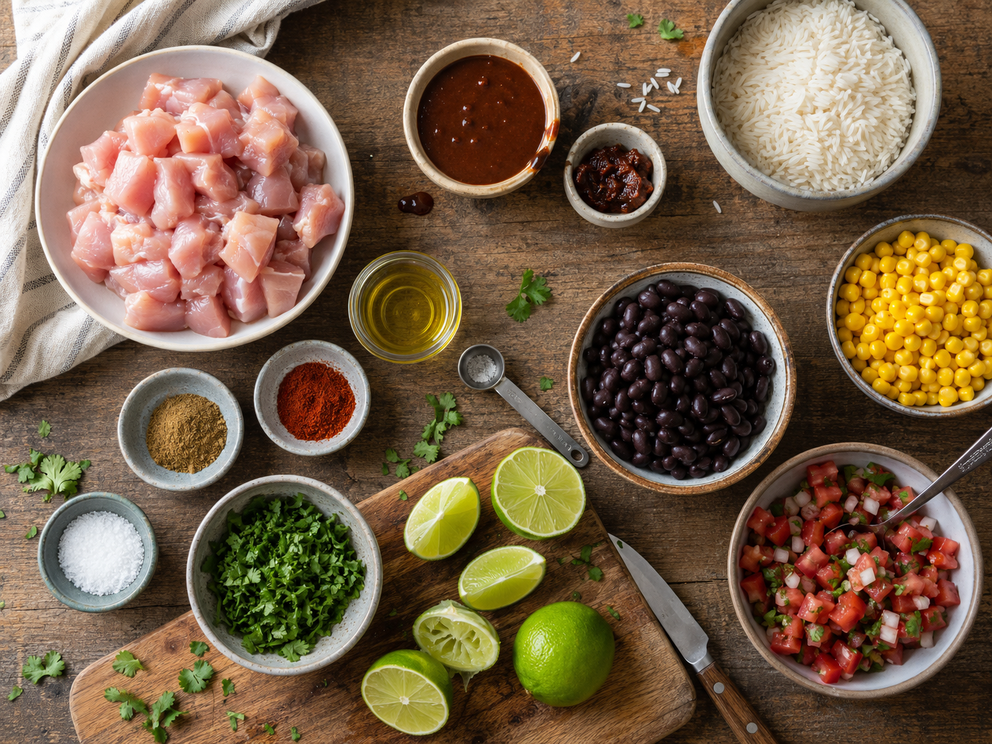 Chipotle Chicken Burrito Bowls preparation