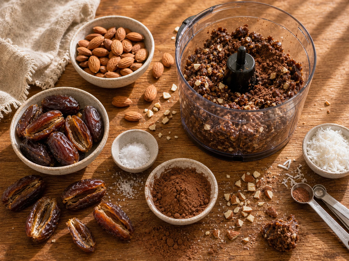 Chocolate Almond Date Bites preparation
