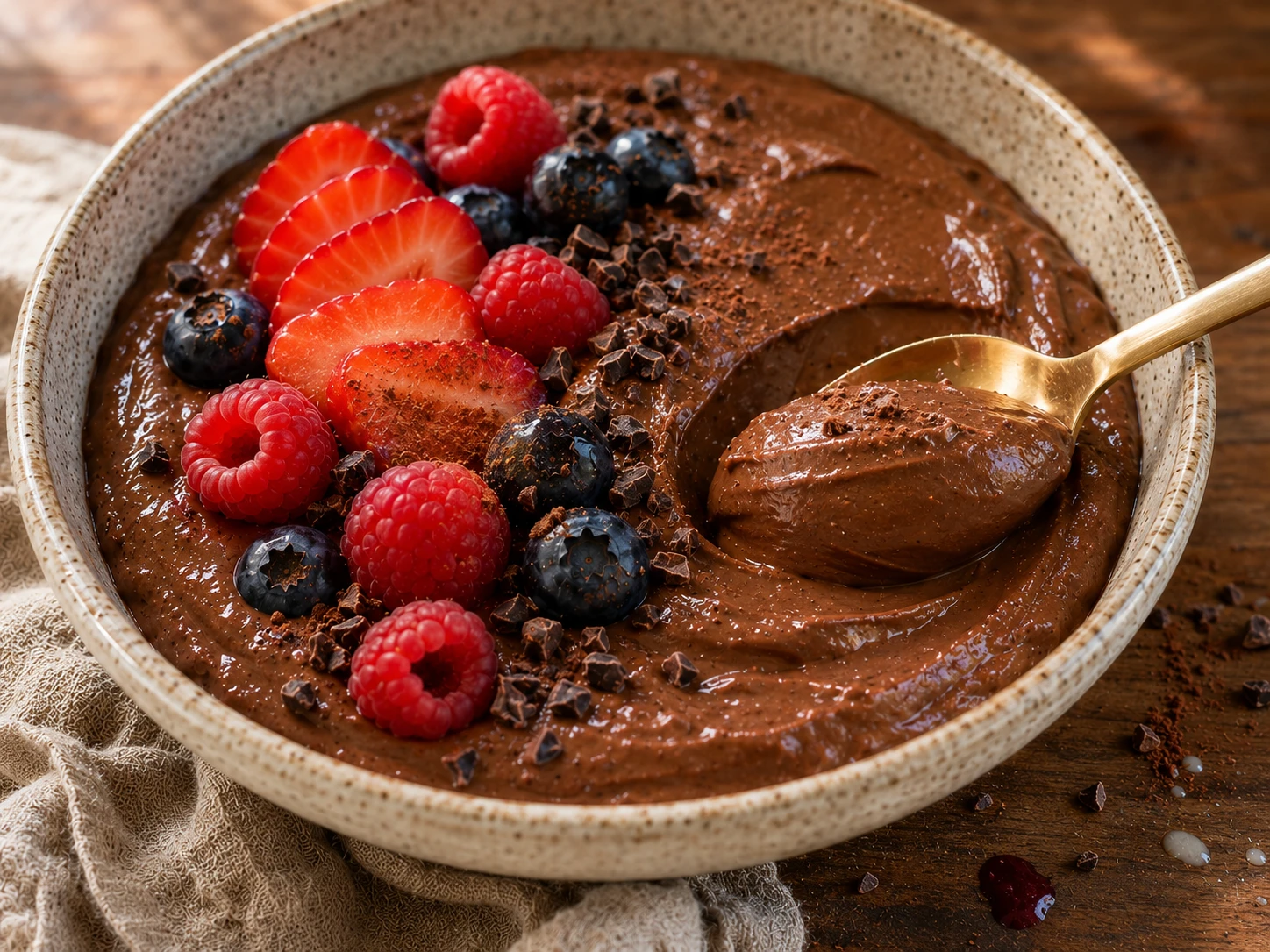 Chocolate Avocado Mousse close up