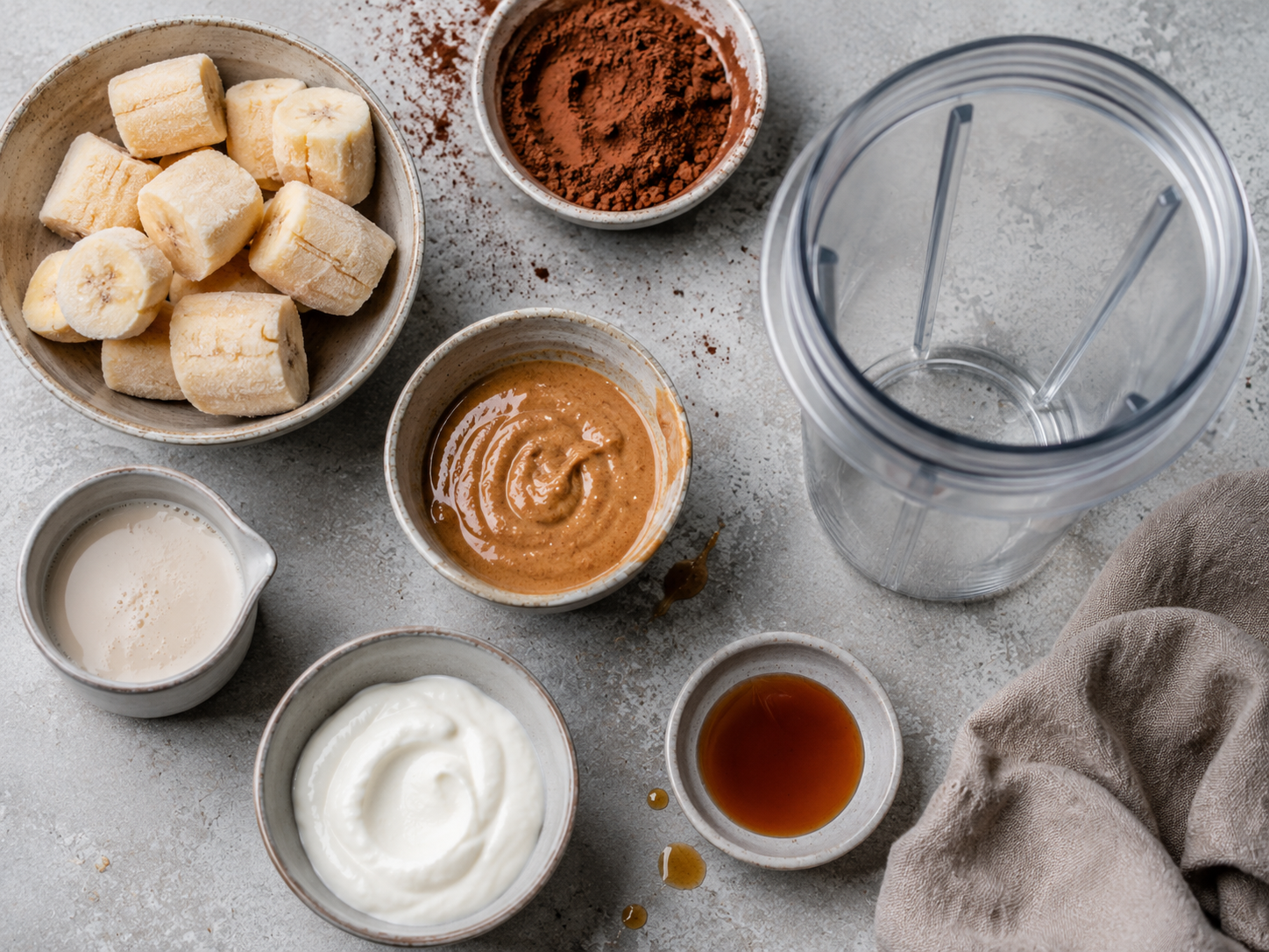 Chocolate Banana Almond Smoothie Bowl preparation