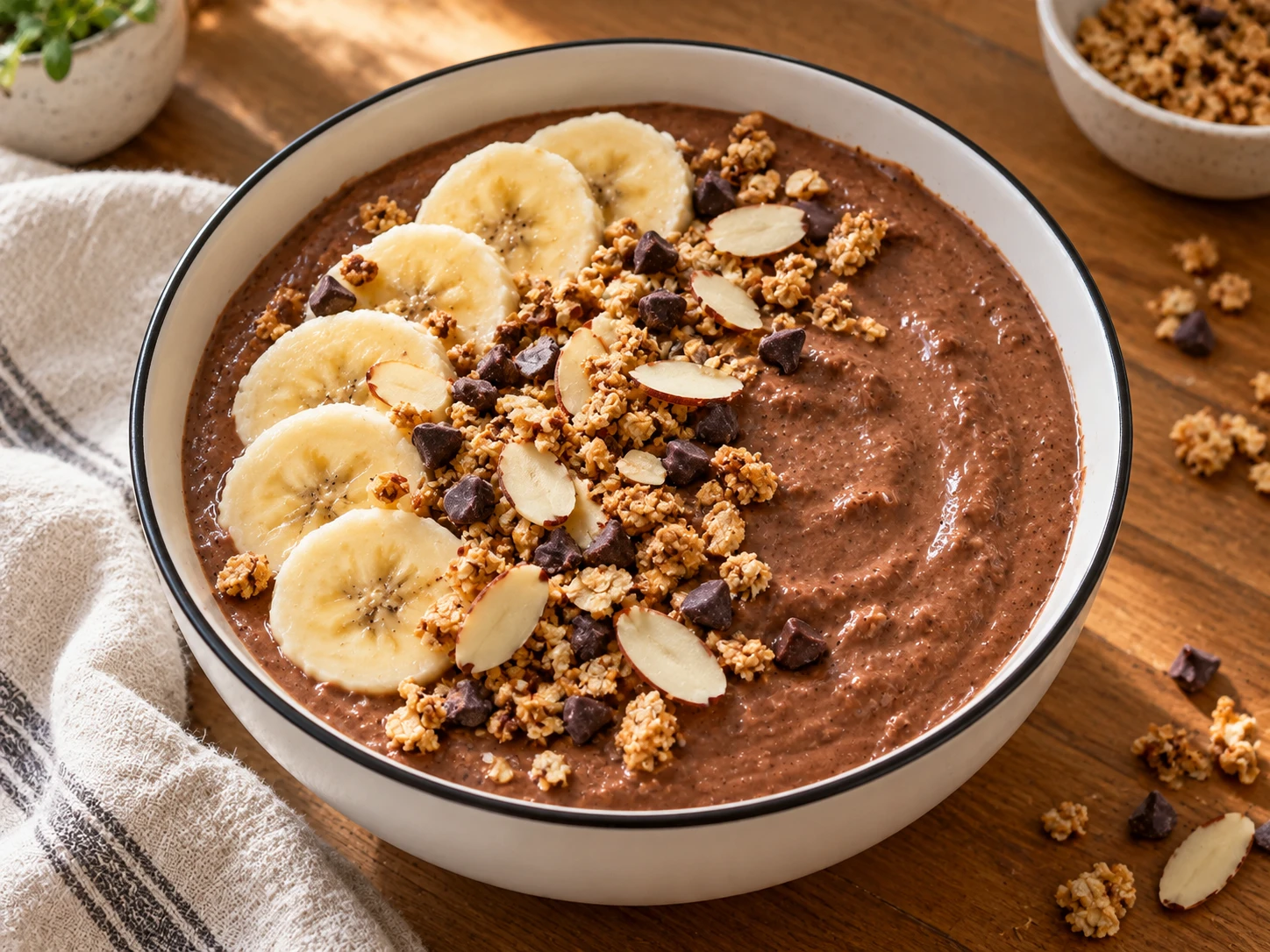 Chocolate Banana Protein Breakfast Bowl