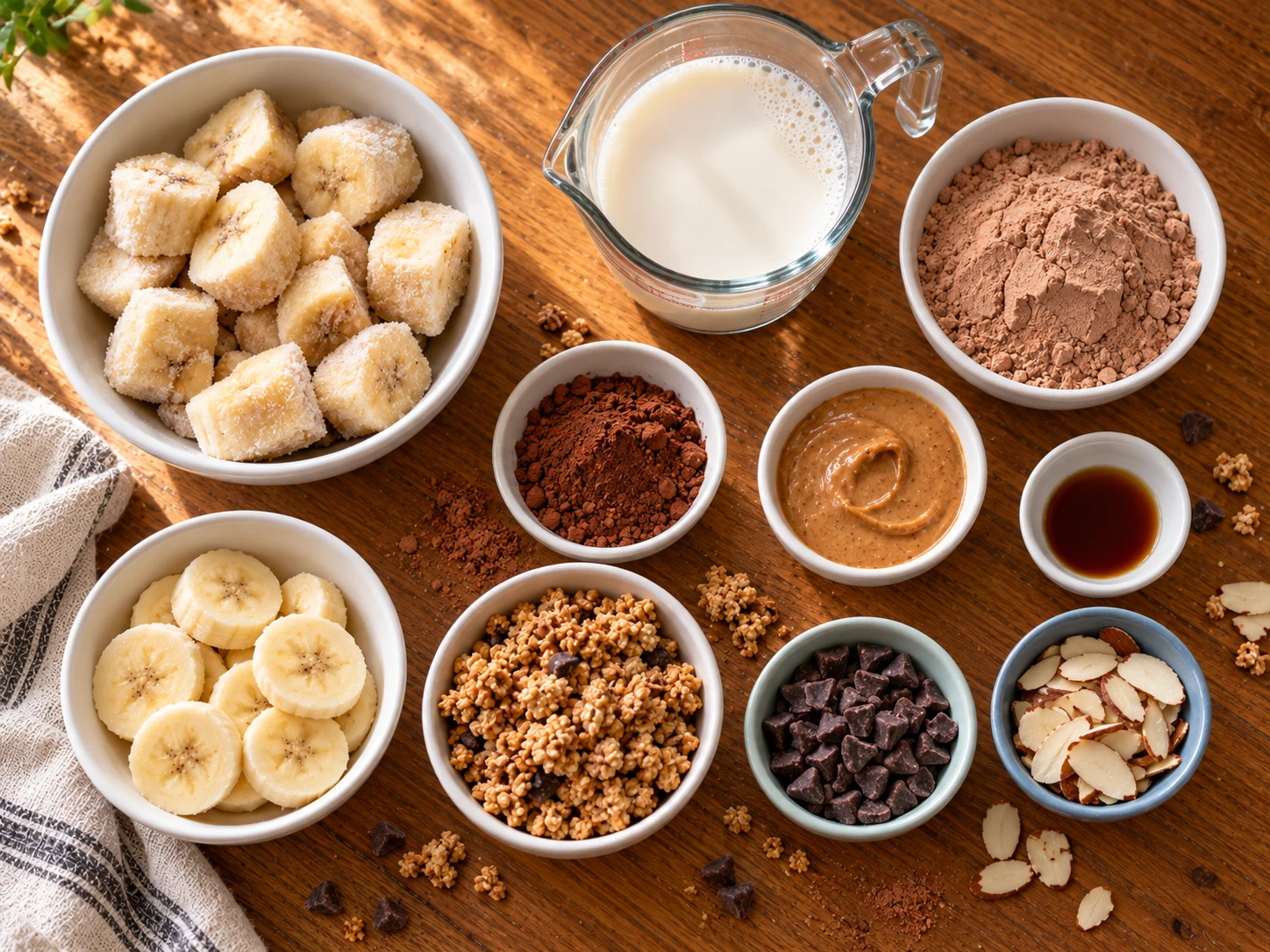 Chocolate Banana Protein Breakfast Bowl preparation