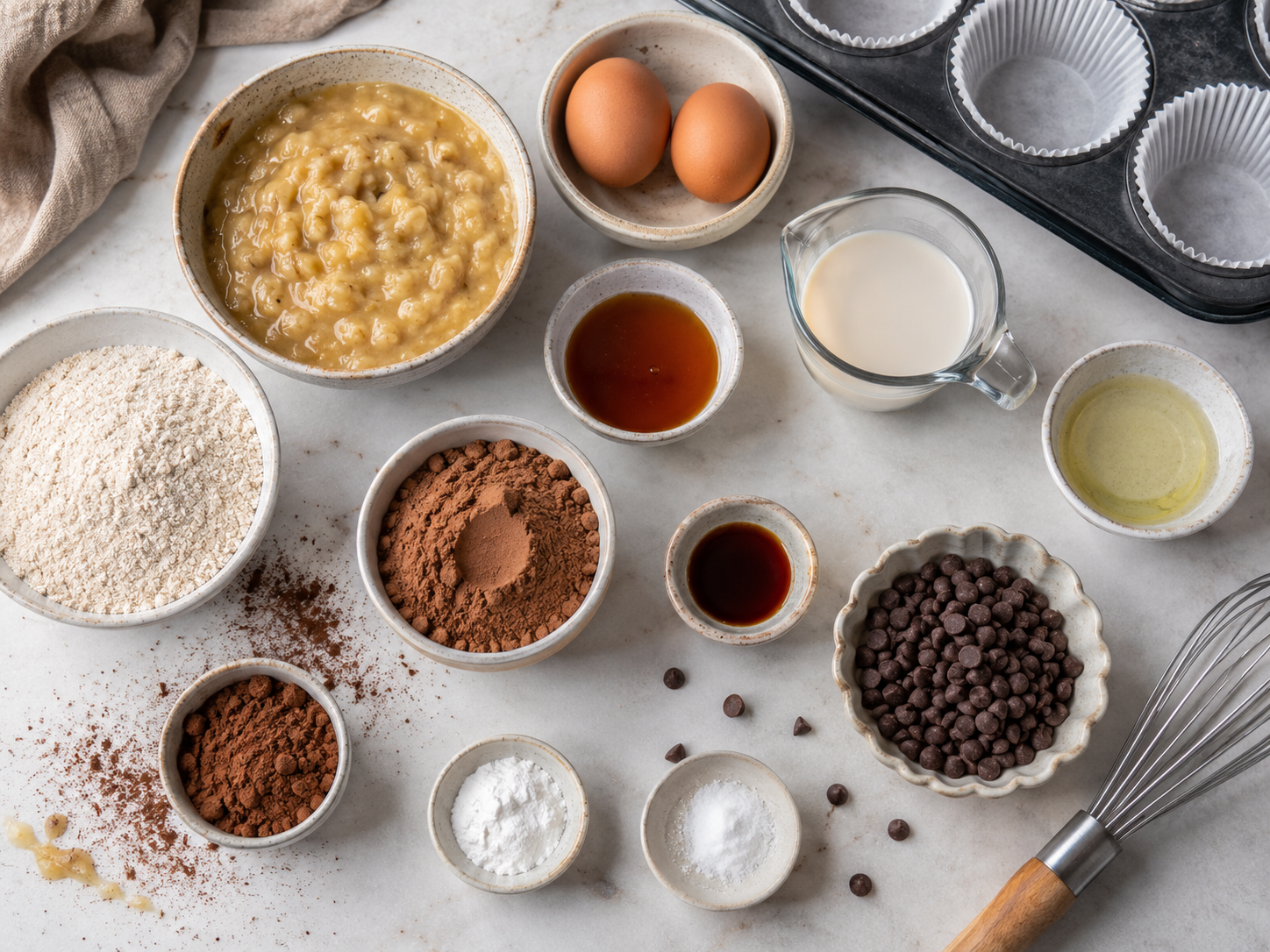 Chocolate Banana Protein Muffins preparation
