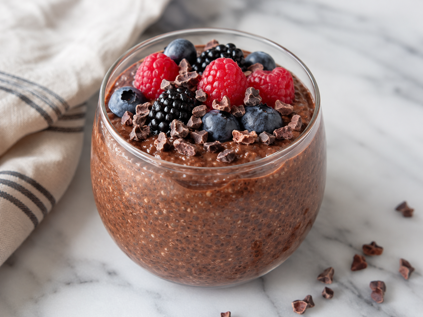 Chocolate Chia Pudding close up