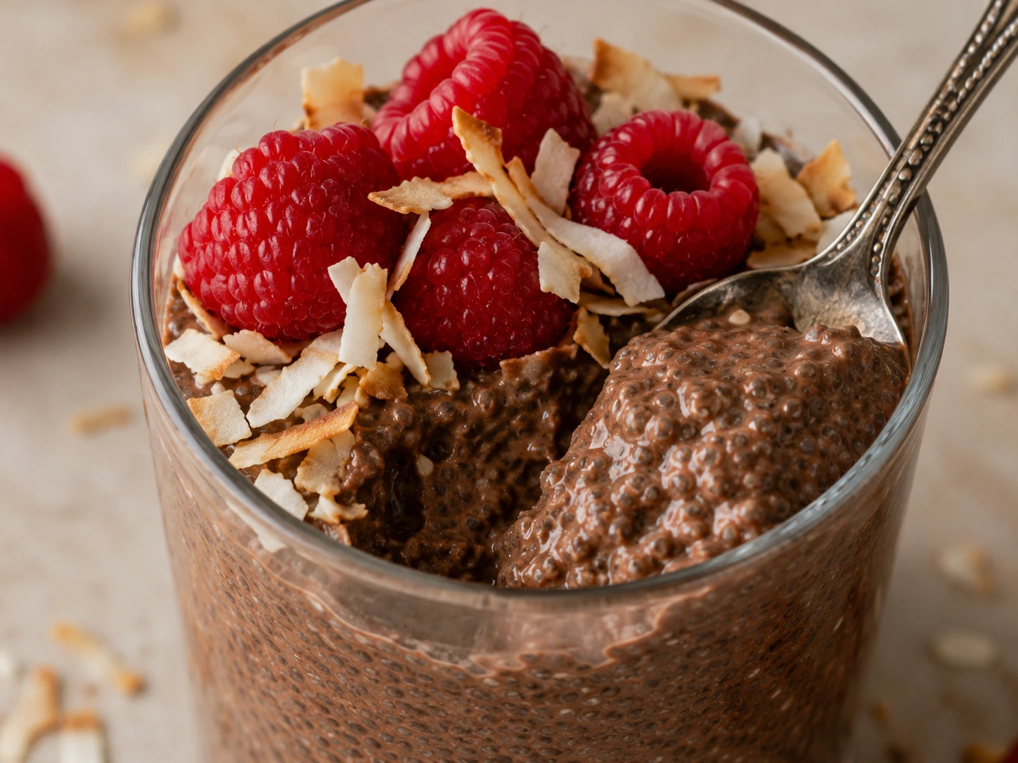 Chocolate Coconut Chia Cups close up