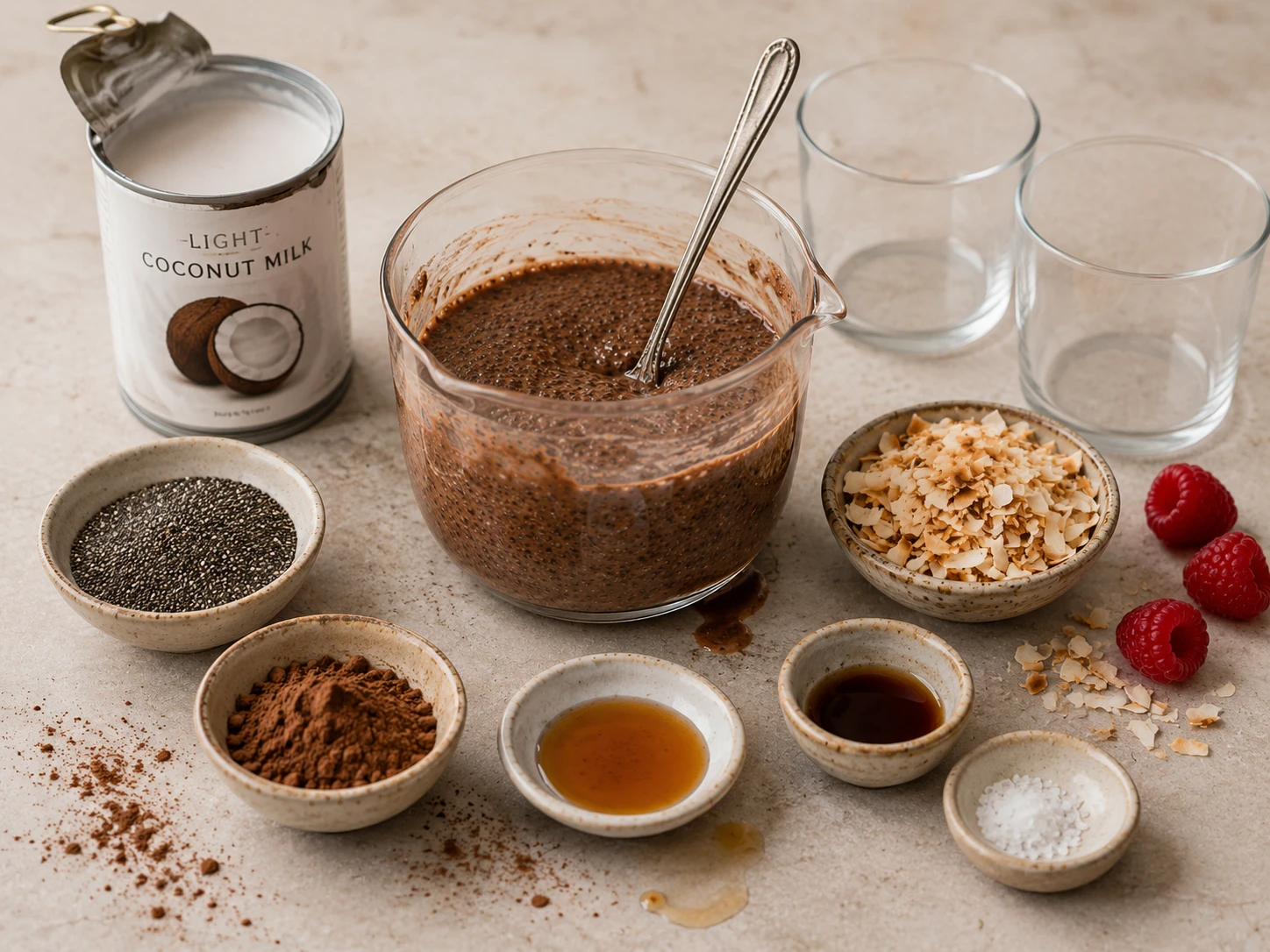 Chocolate Coconut Chia Cups preparation