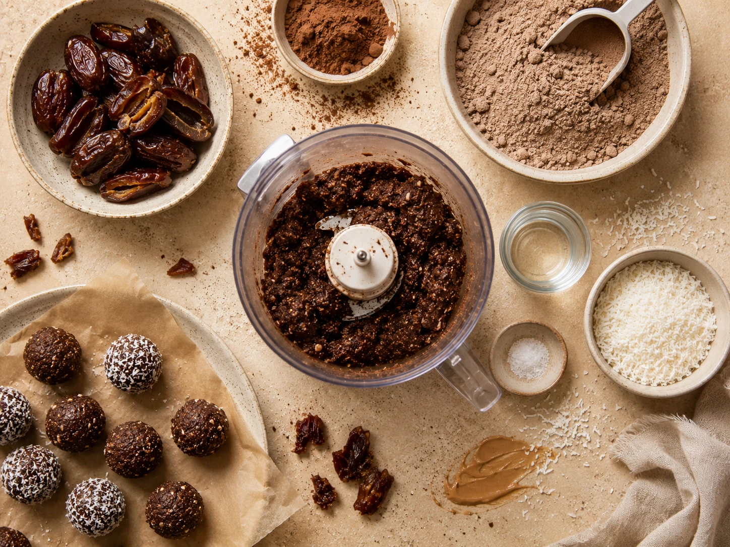 Chocolate Coconut Protein Balls preparation