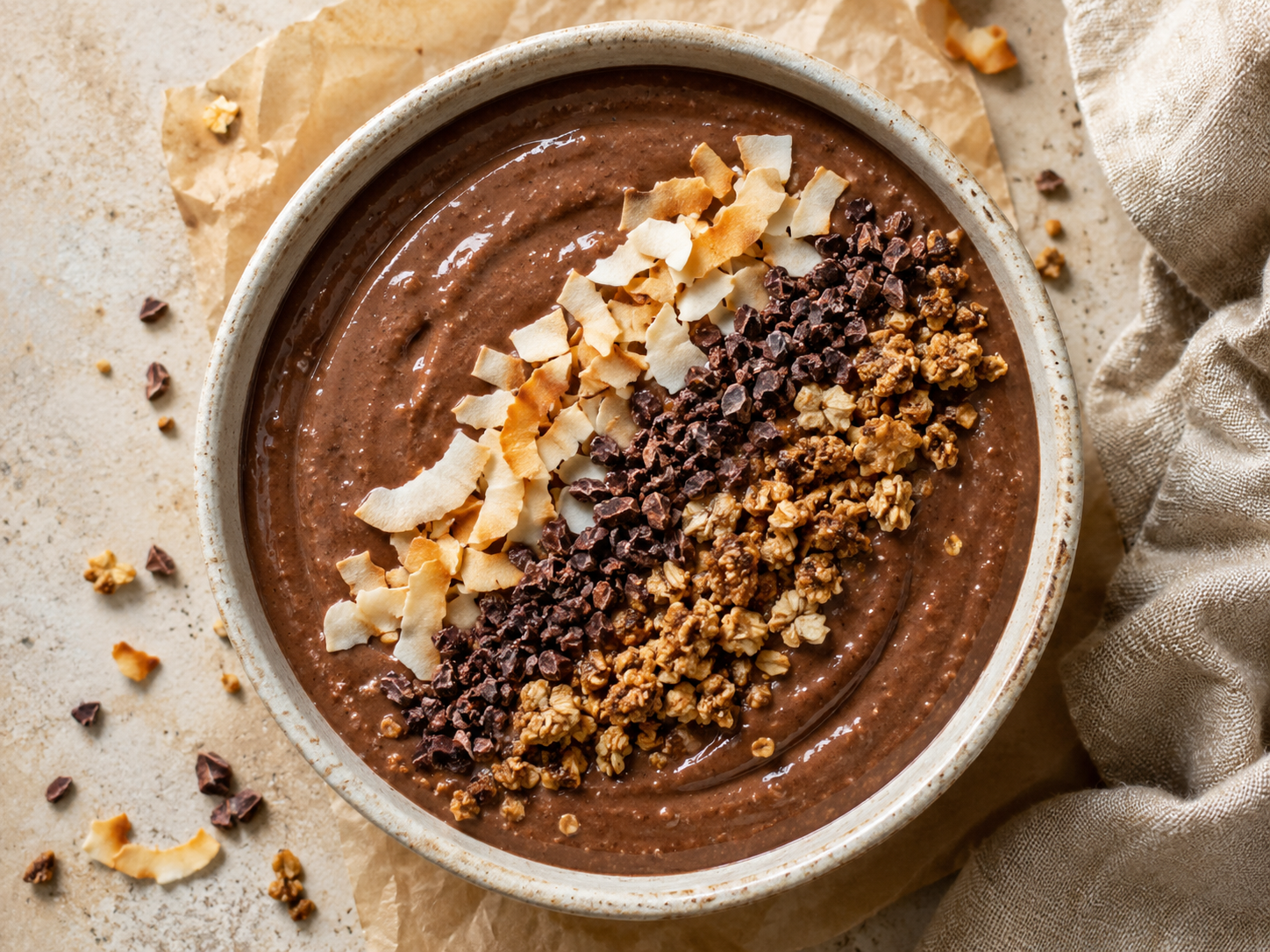 Chocolate Coconut Protein Smoothie Bowl