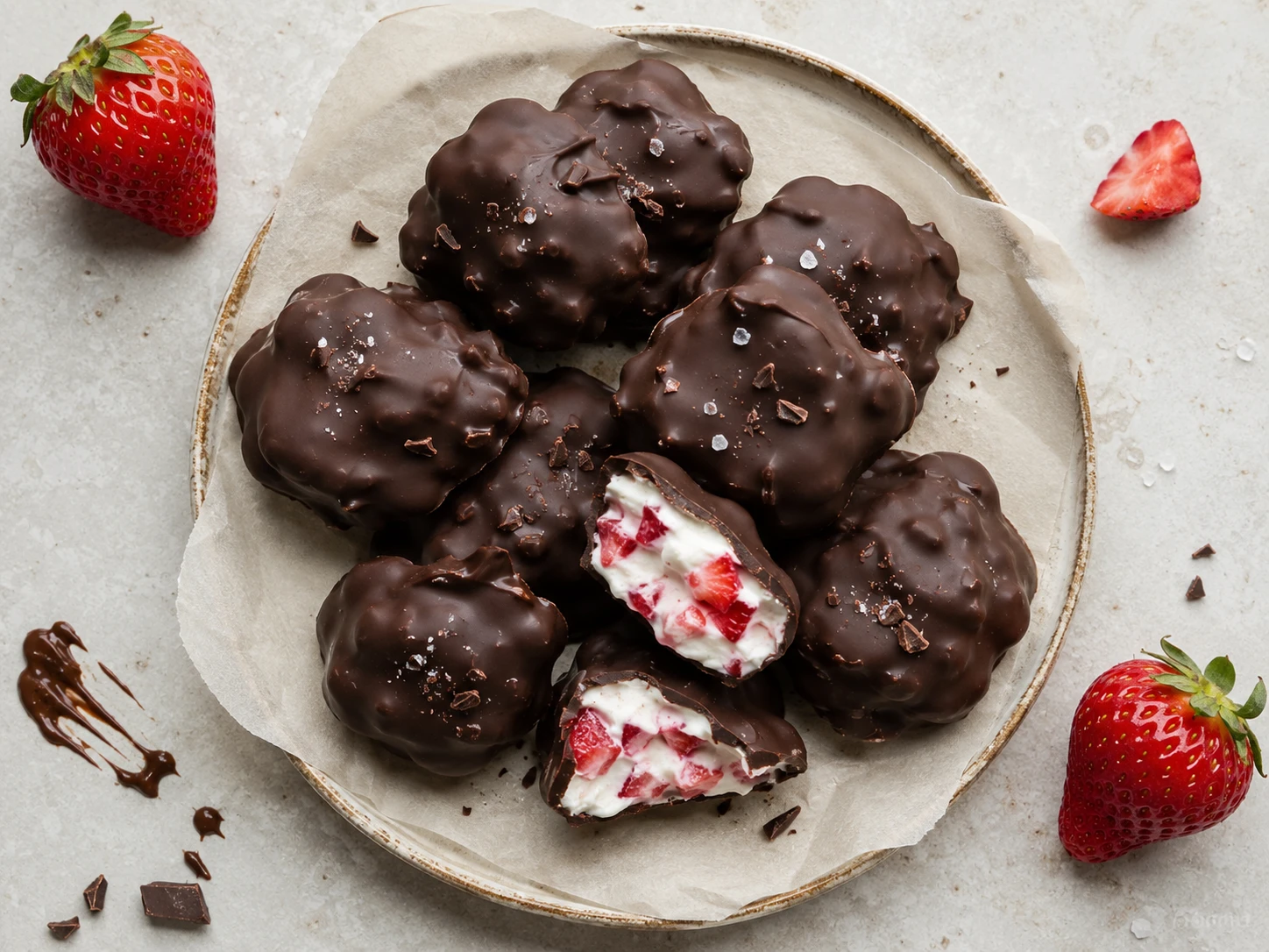 Chocolate Covered Strawberry Yogurt Clusters
