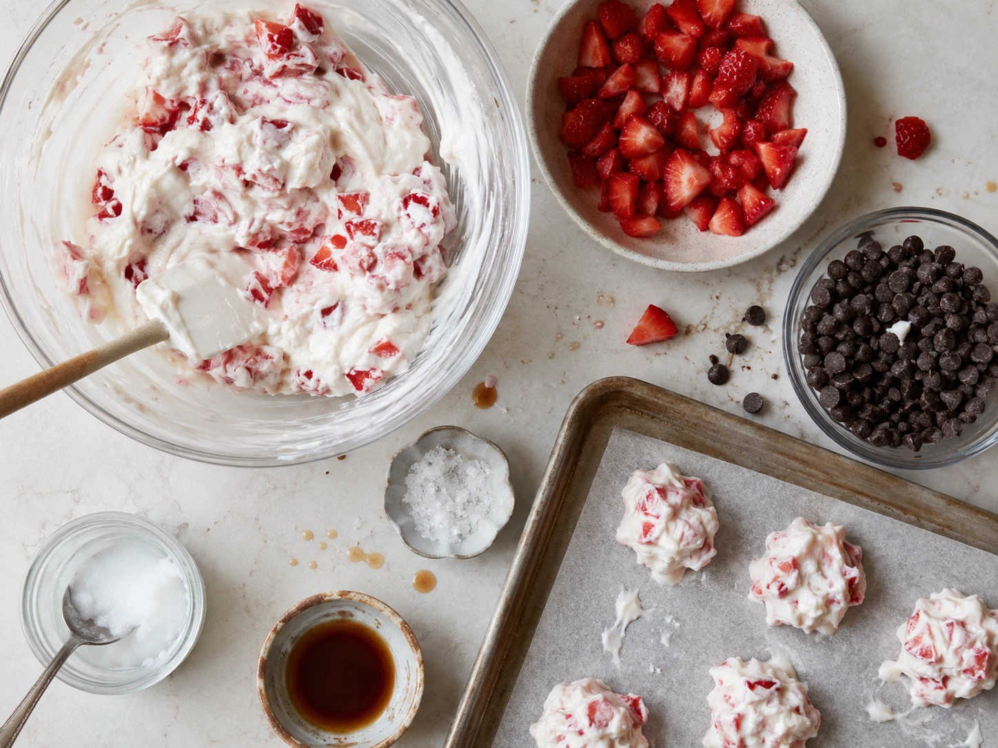 Chocolate Covered Strawberry Yogurt Clusters preparation