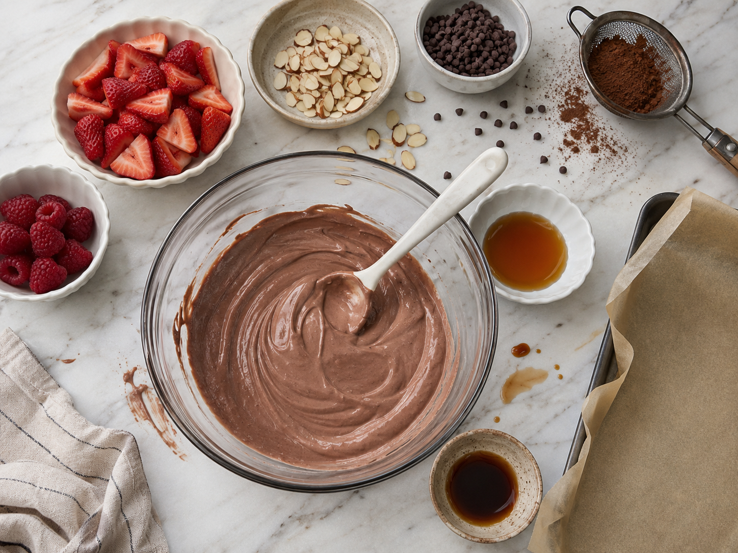 Chocolate Greek Yogurt Bark preparation
