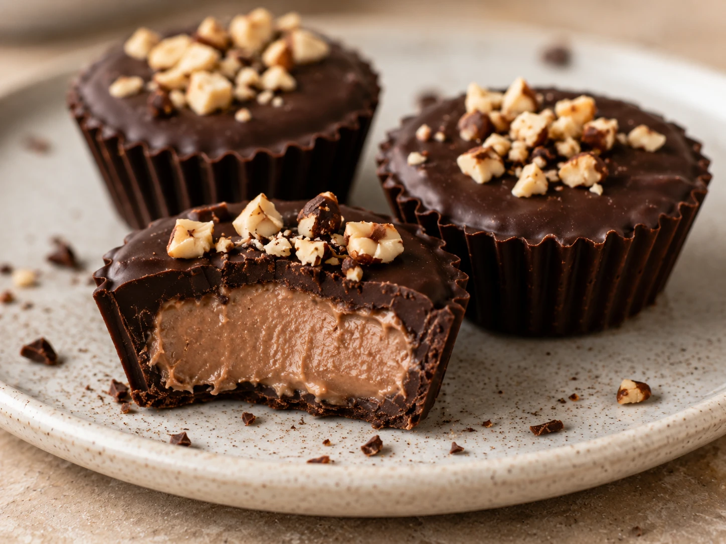 Chocolate Hazelnut Protein Cups close up