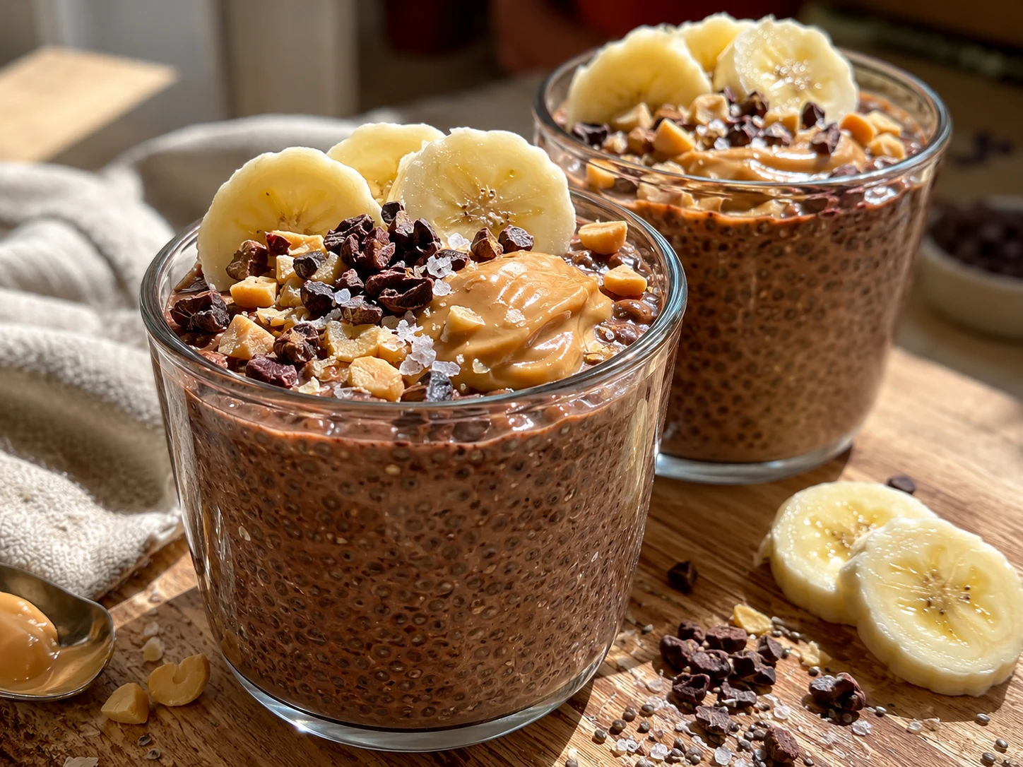 Chocolate Peanut Butter Chia Breakfast Cups
