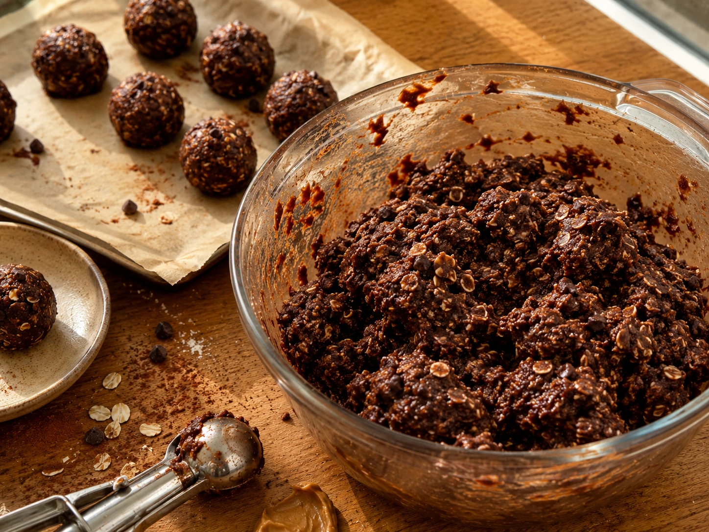Chocolate Peanut Butter Date Balls preparation