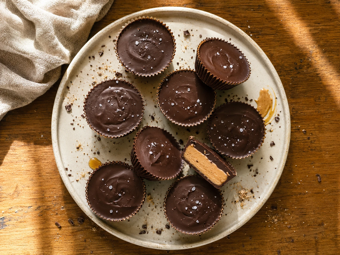 Chocolate Peanut Butter Protein Cups aerial view