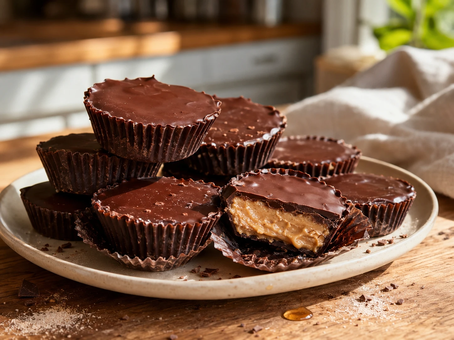 Chocolate Peanut Butter Protein Cups close up
