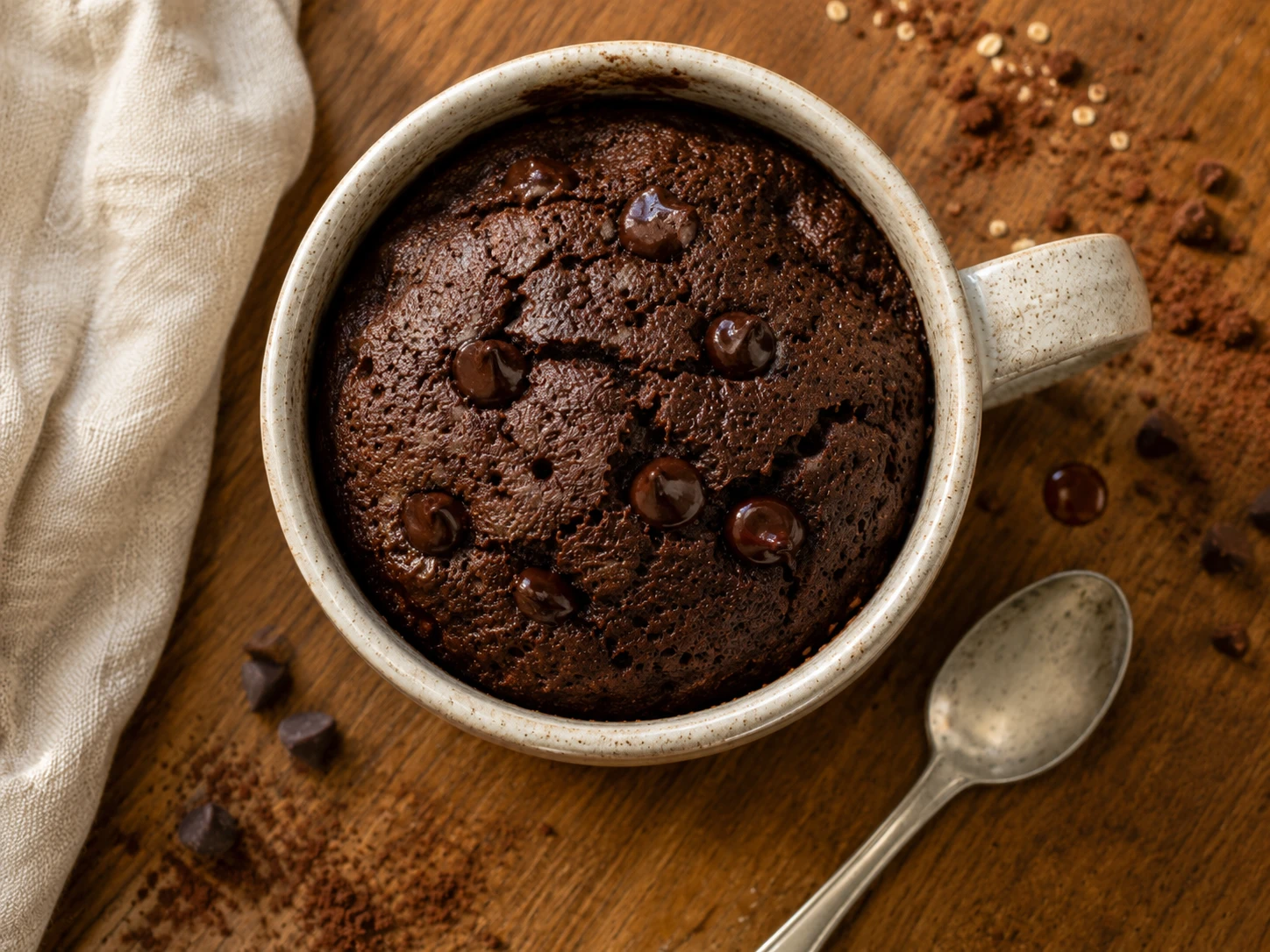 Chocolate Protein Mug Cake aerial view