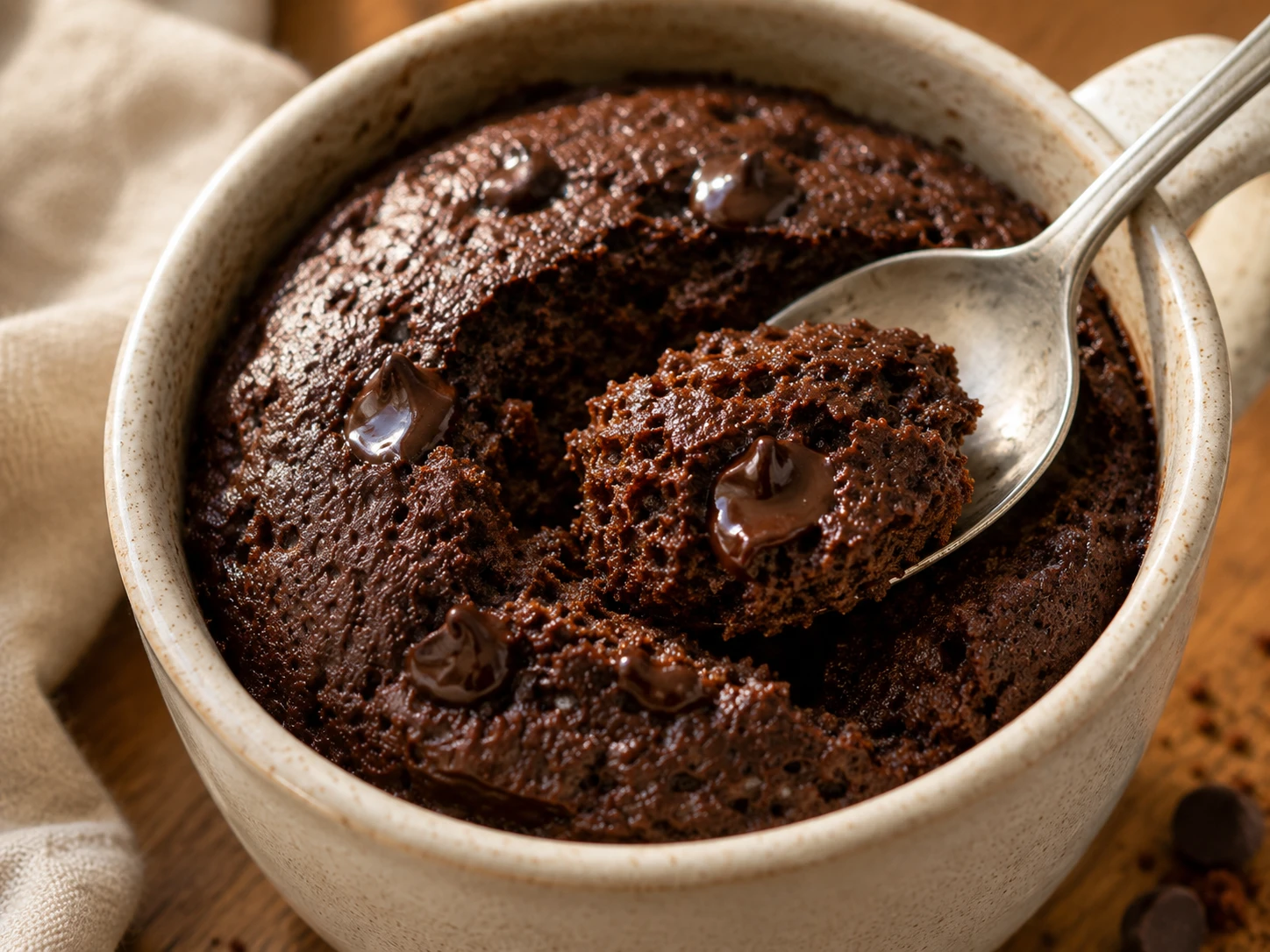 Chocolate Protein Mug Cake close up