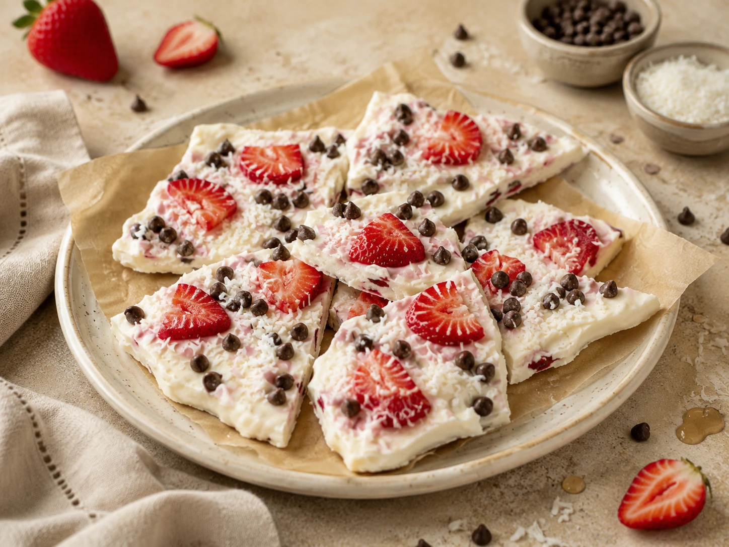 Chocolate Strawberry Yogurt Bark