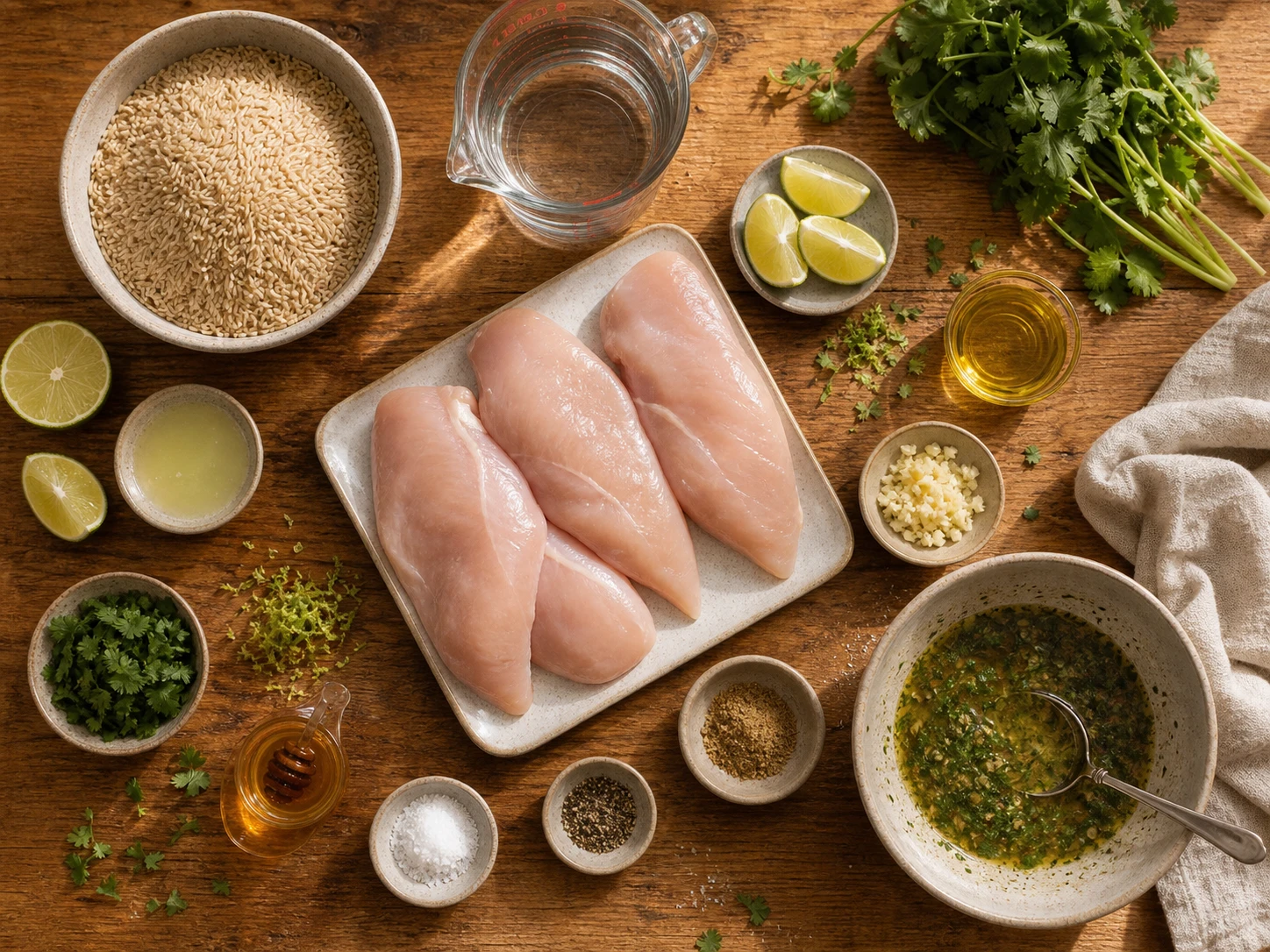 Cilantro Lime Chicken with Brown Rice preparation