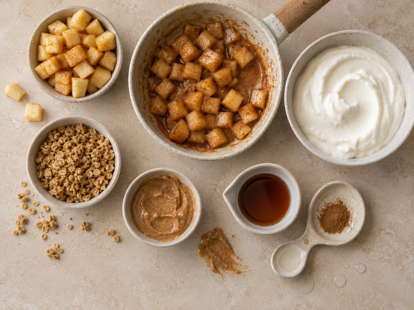 Cinnamon Apple Greek Yogurt Bowl preparation
