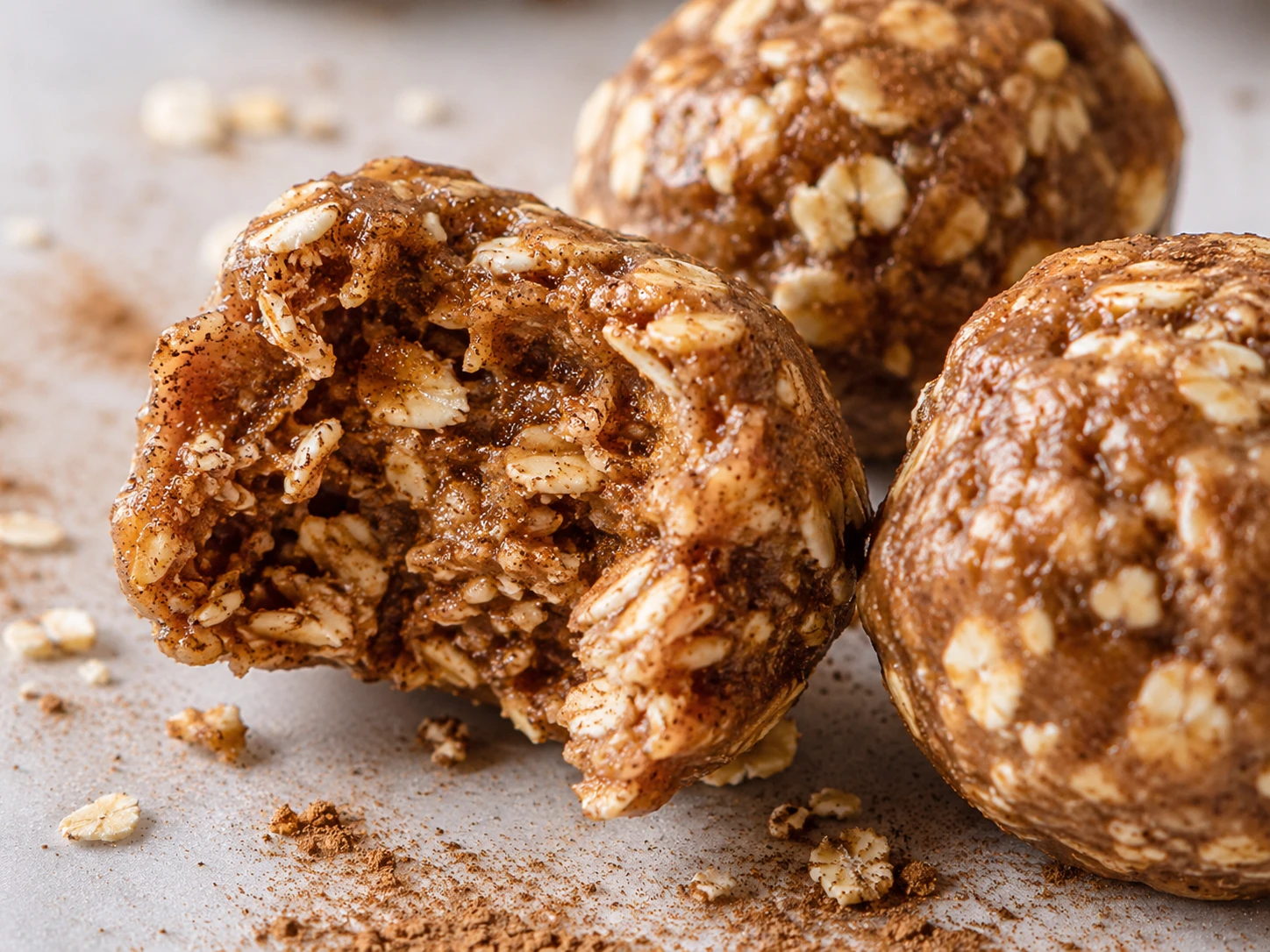 Cinnamon Roll Protein Bites close up
