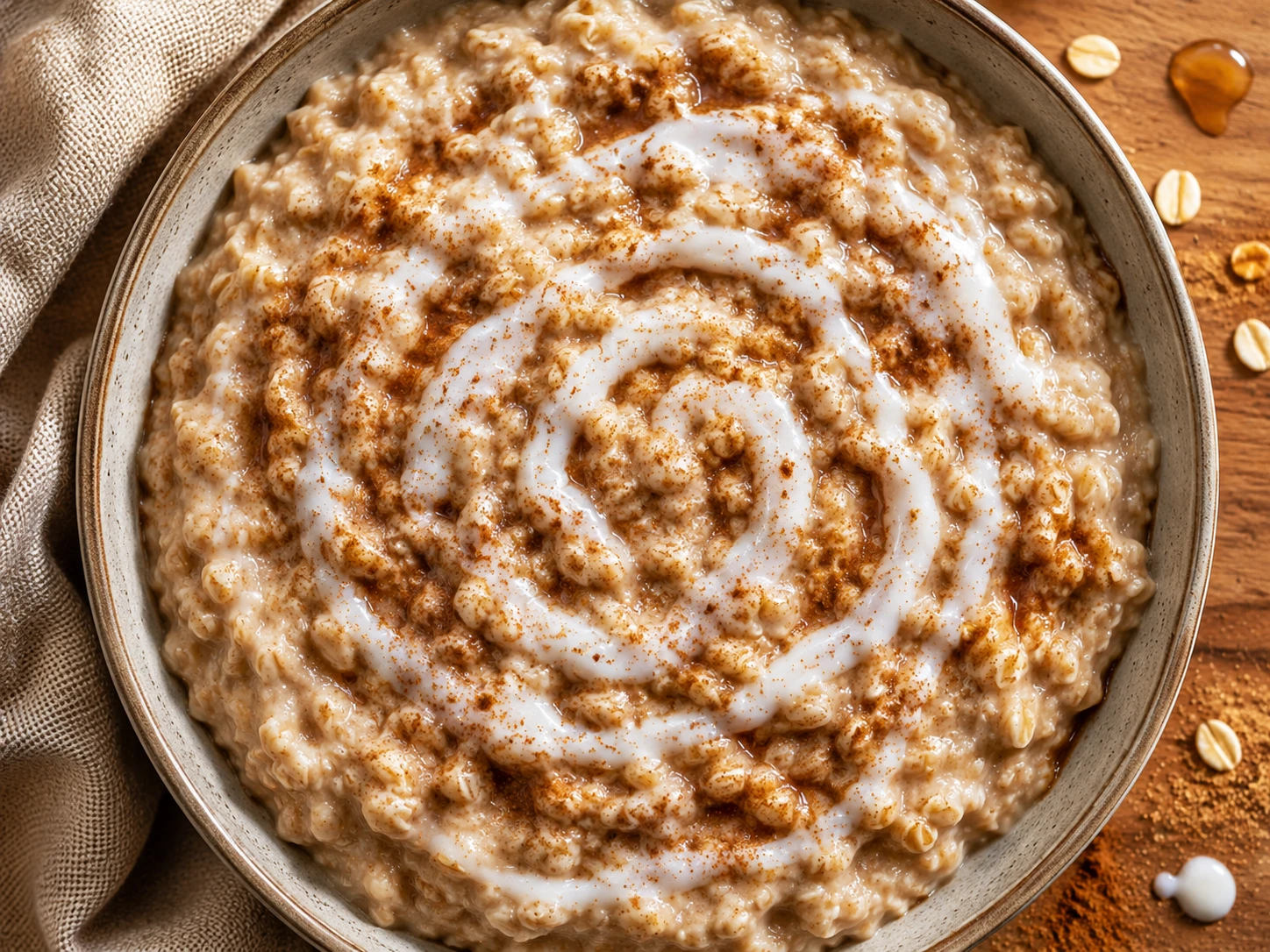 Cinnamon Roll Protein Oatmeal aerial view