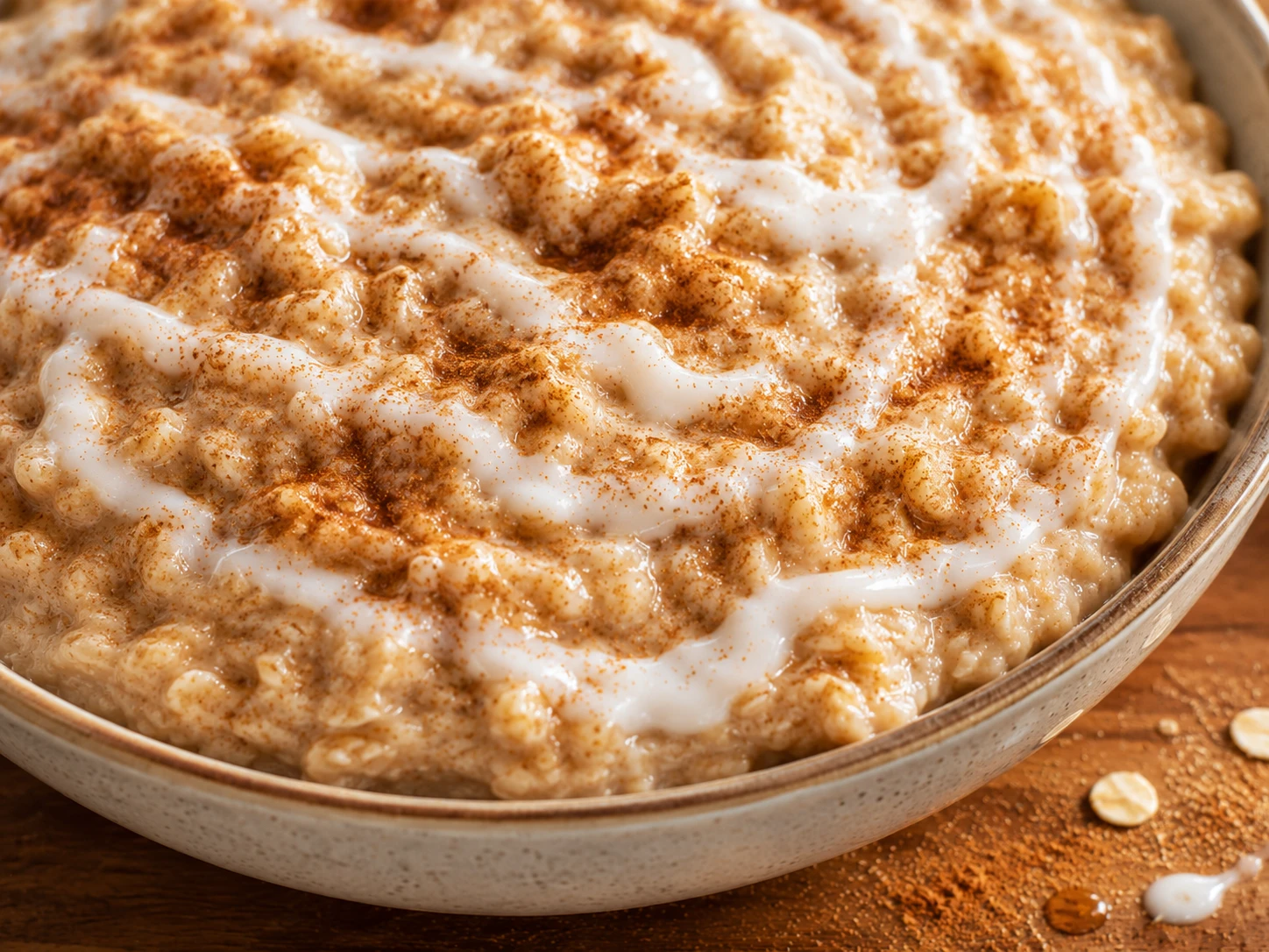Cinnamon Roll Protein Oatmeal close up
