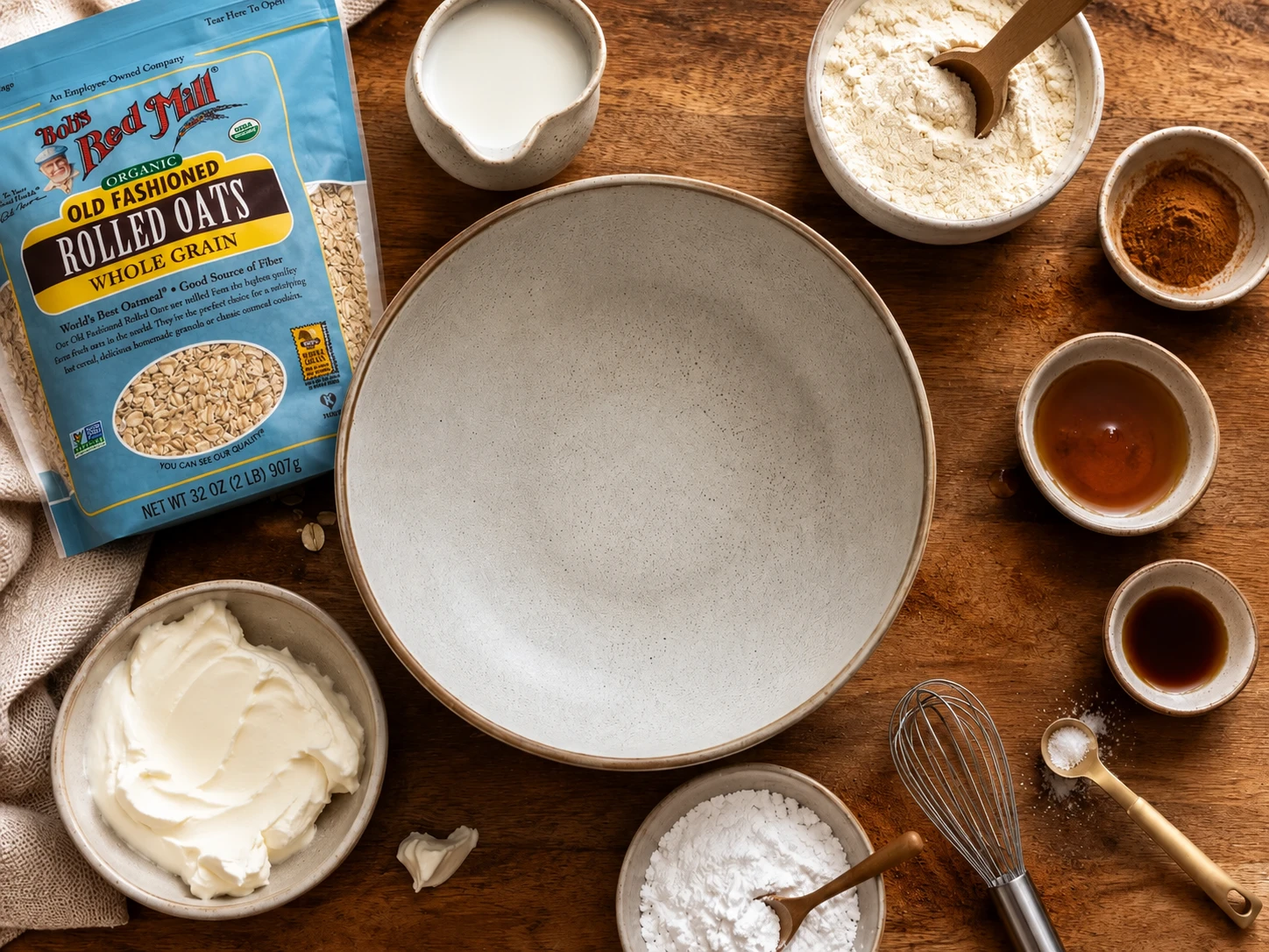 Cinnamon Roll Protein Oatmeal preparation