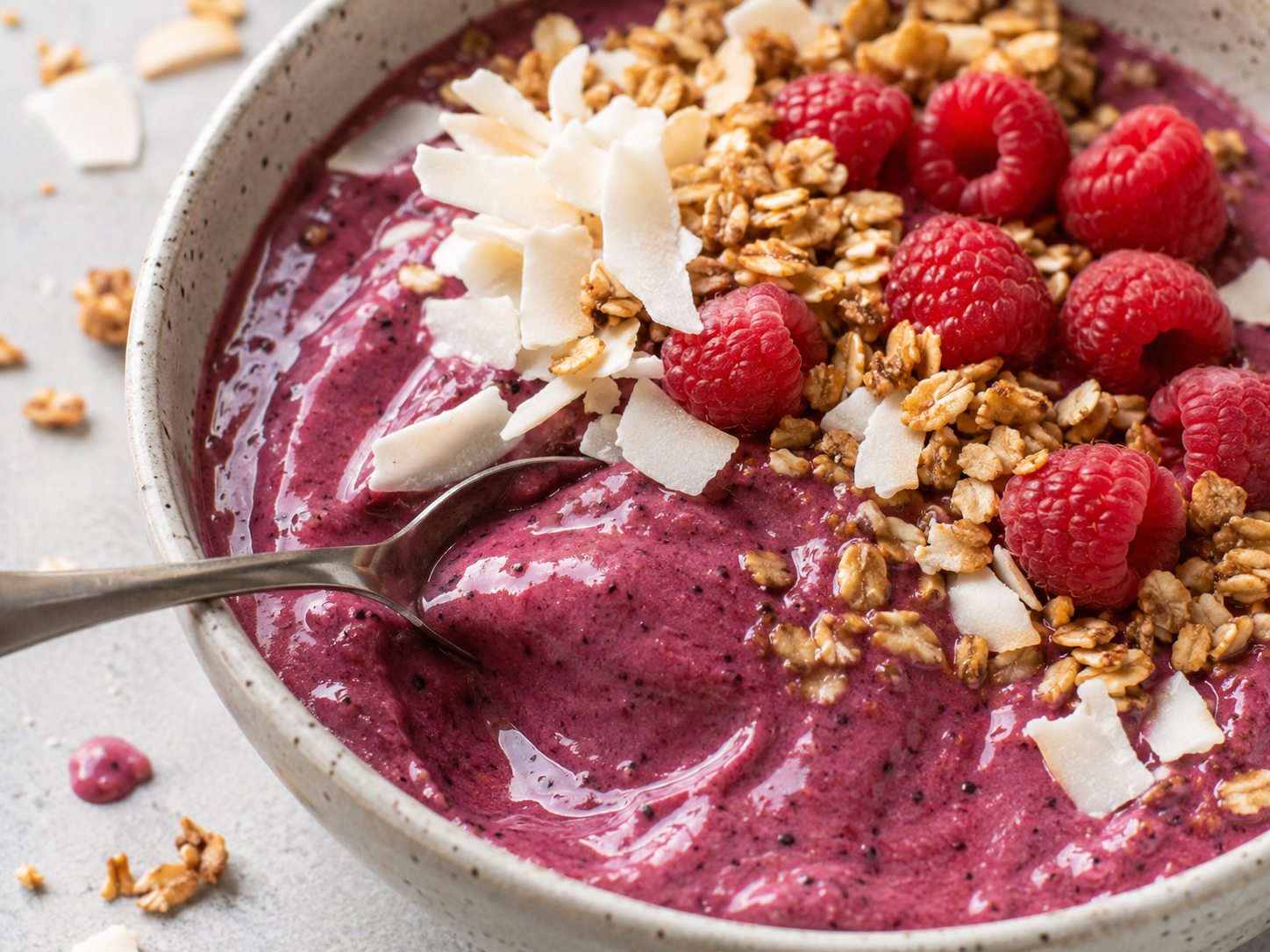 Coconut Berry Smoothie Bowl close up