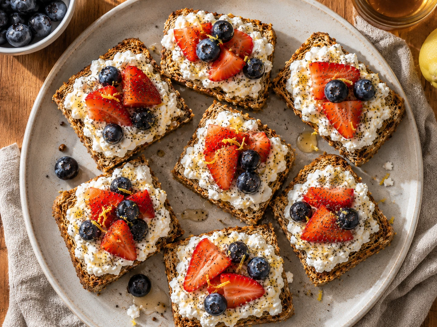 Cottage Cheese Berry Toast Bites