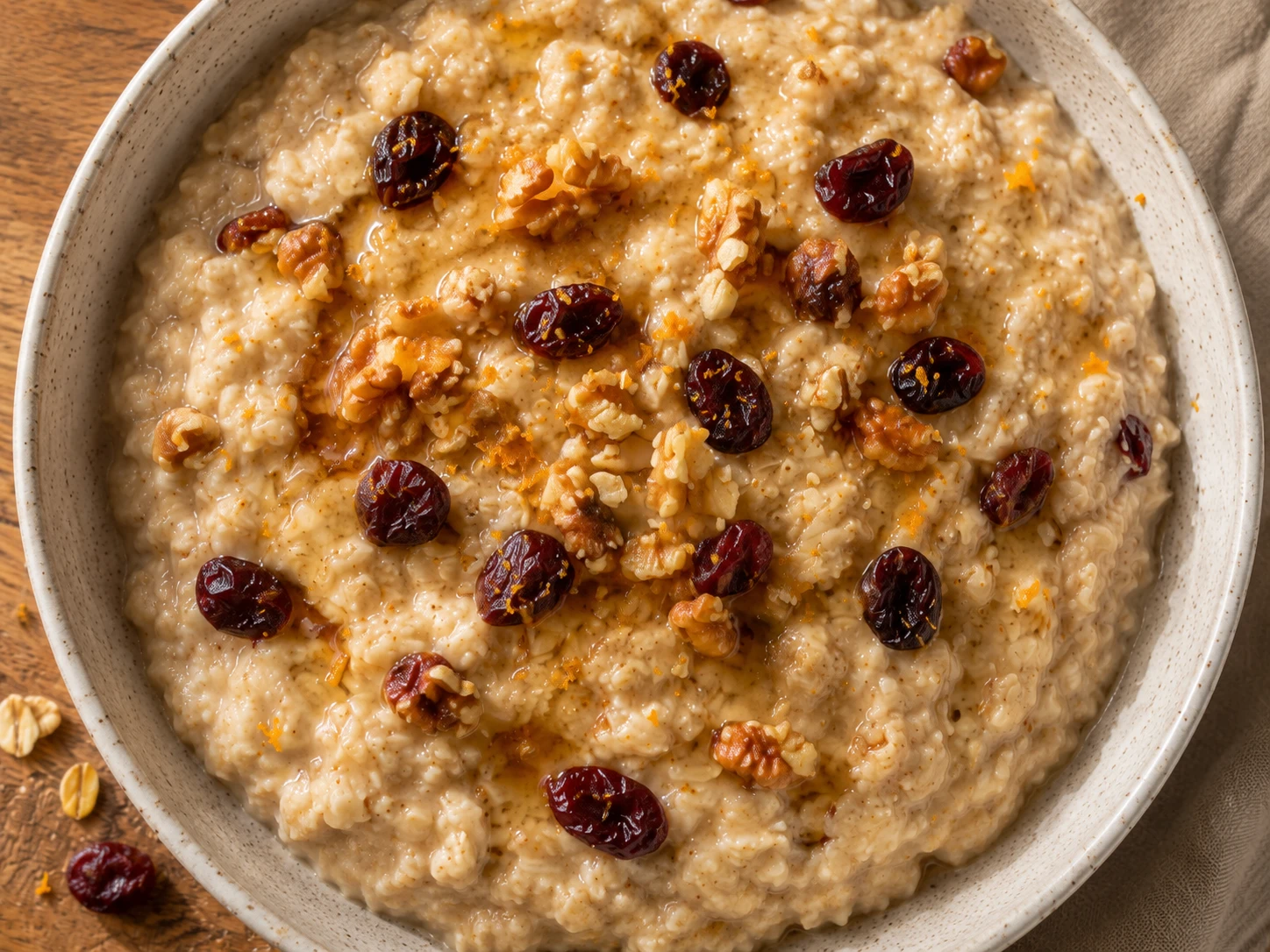 Cranberry Walnut Protein Oatmeal aerial view