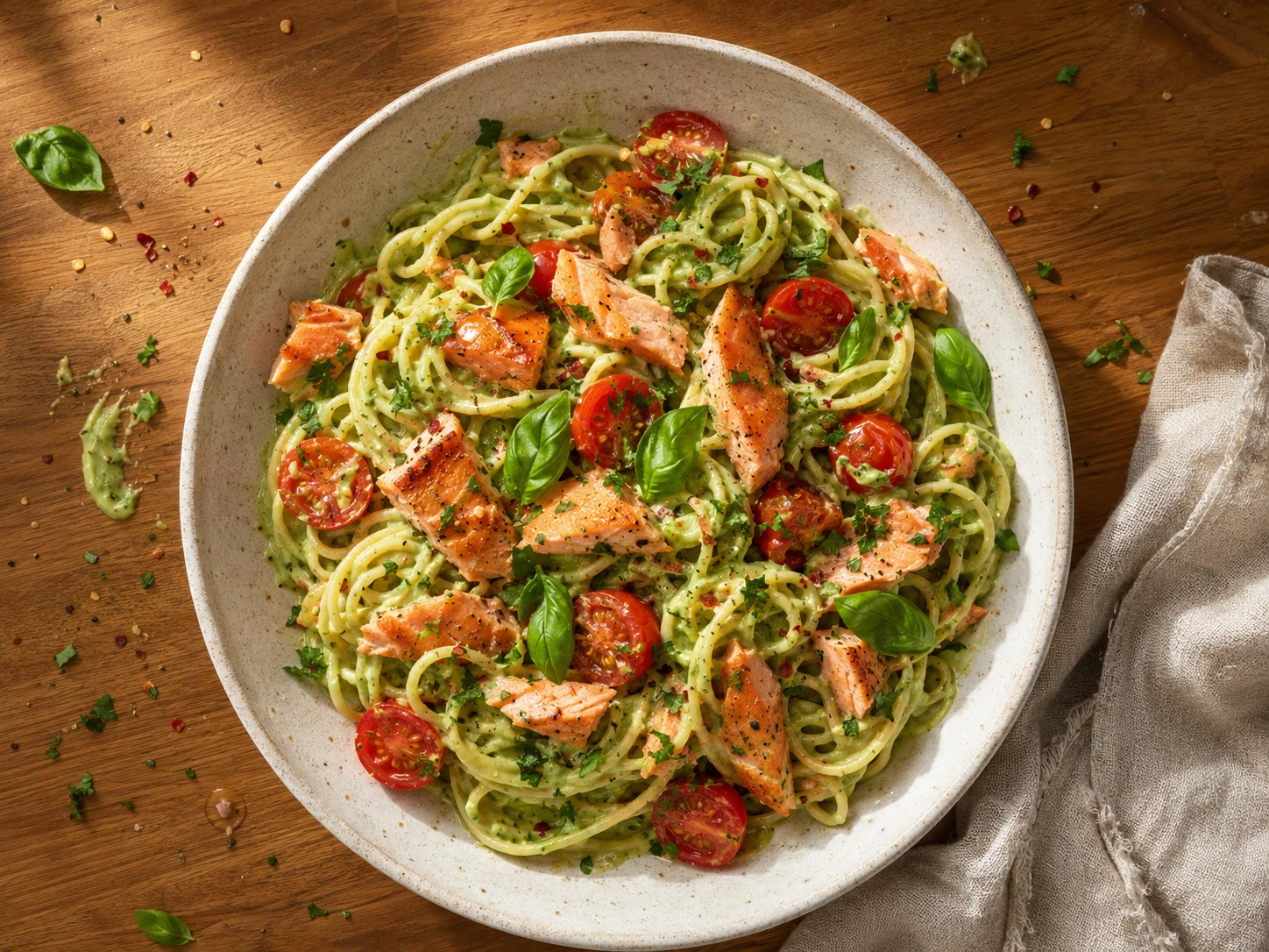 Creamy Avocado Salmon Pasta