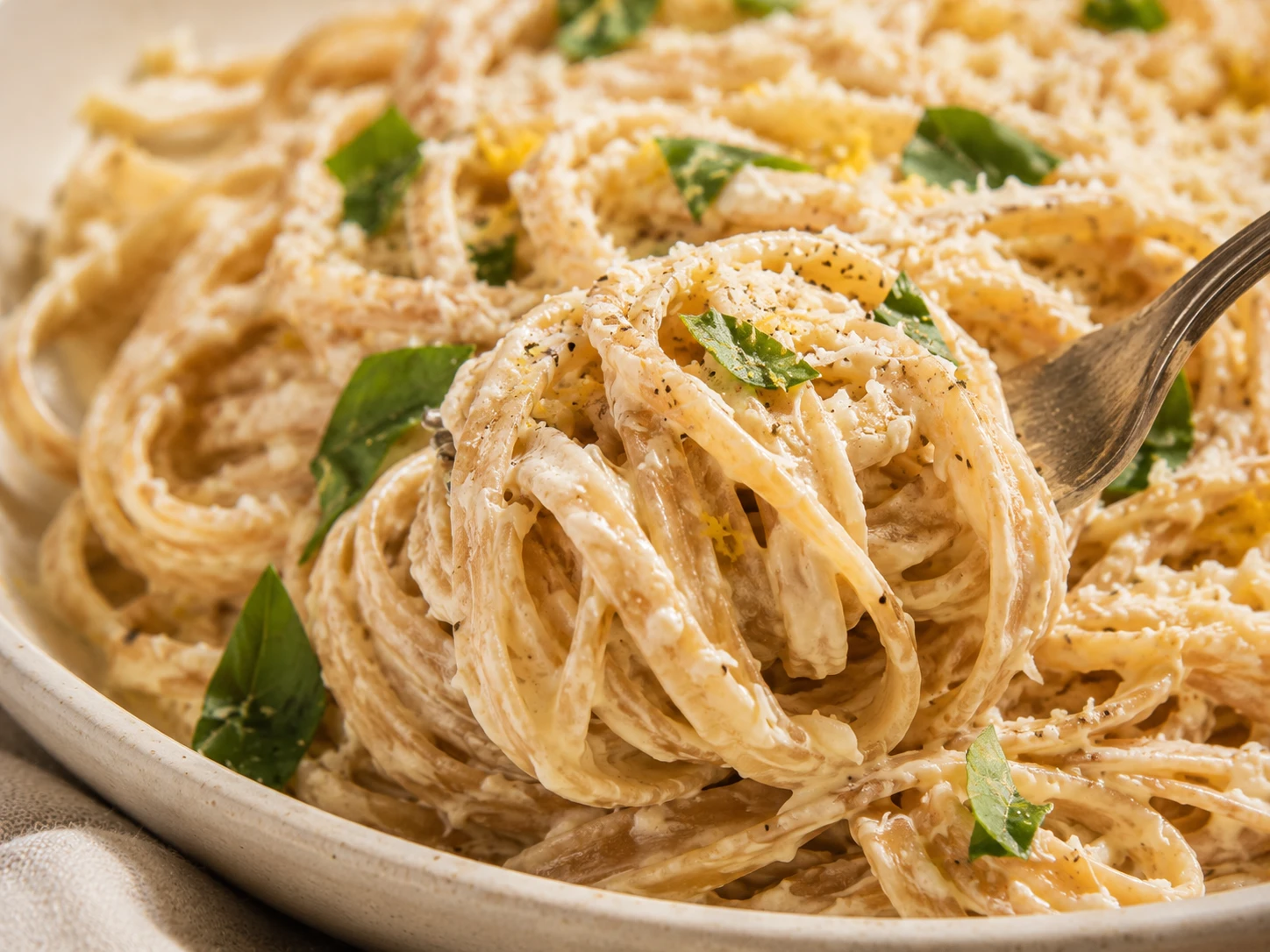 Creamy Lemon Ricotta Pasta close up