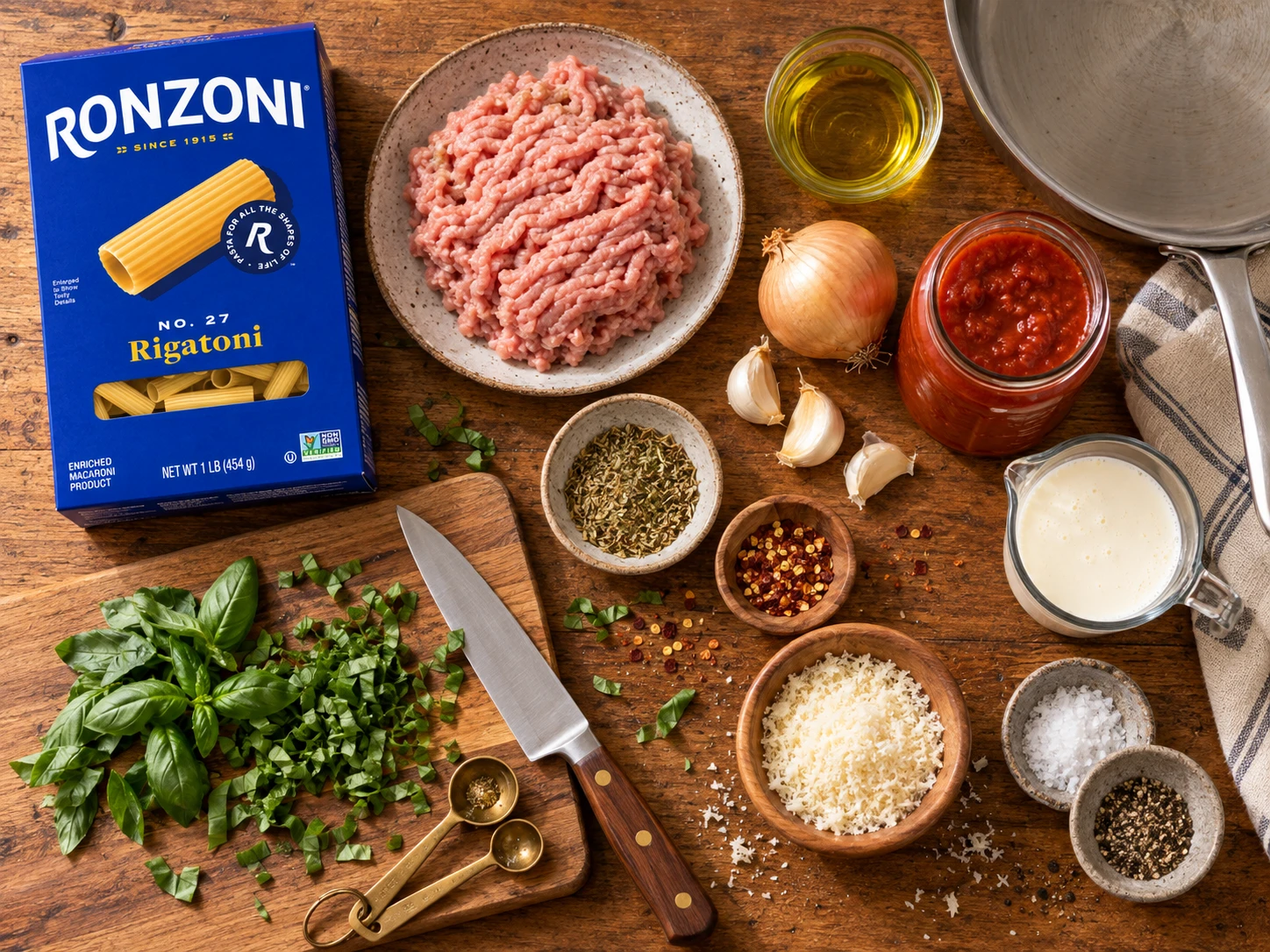 Creamy Tomato Turkey Pasta preparation