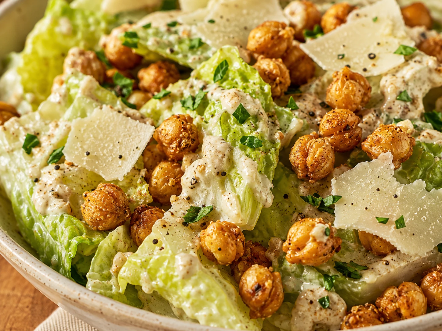 Crispy Chickpea Caesar Salad close up