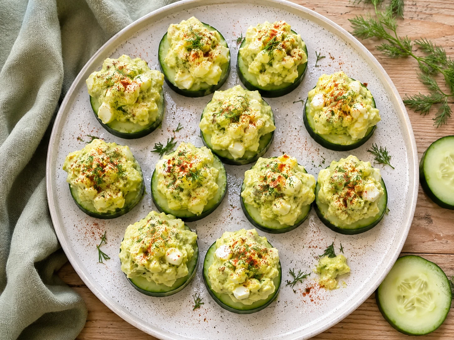 Cucumber Avocado Egg Salad Bites